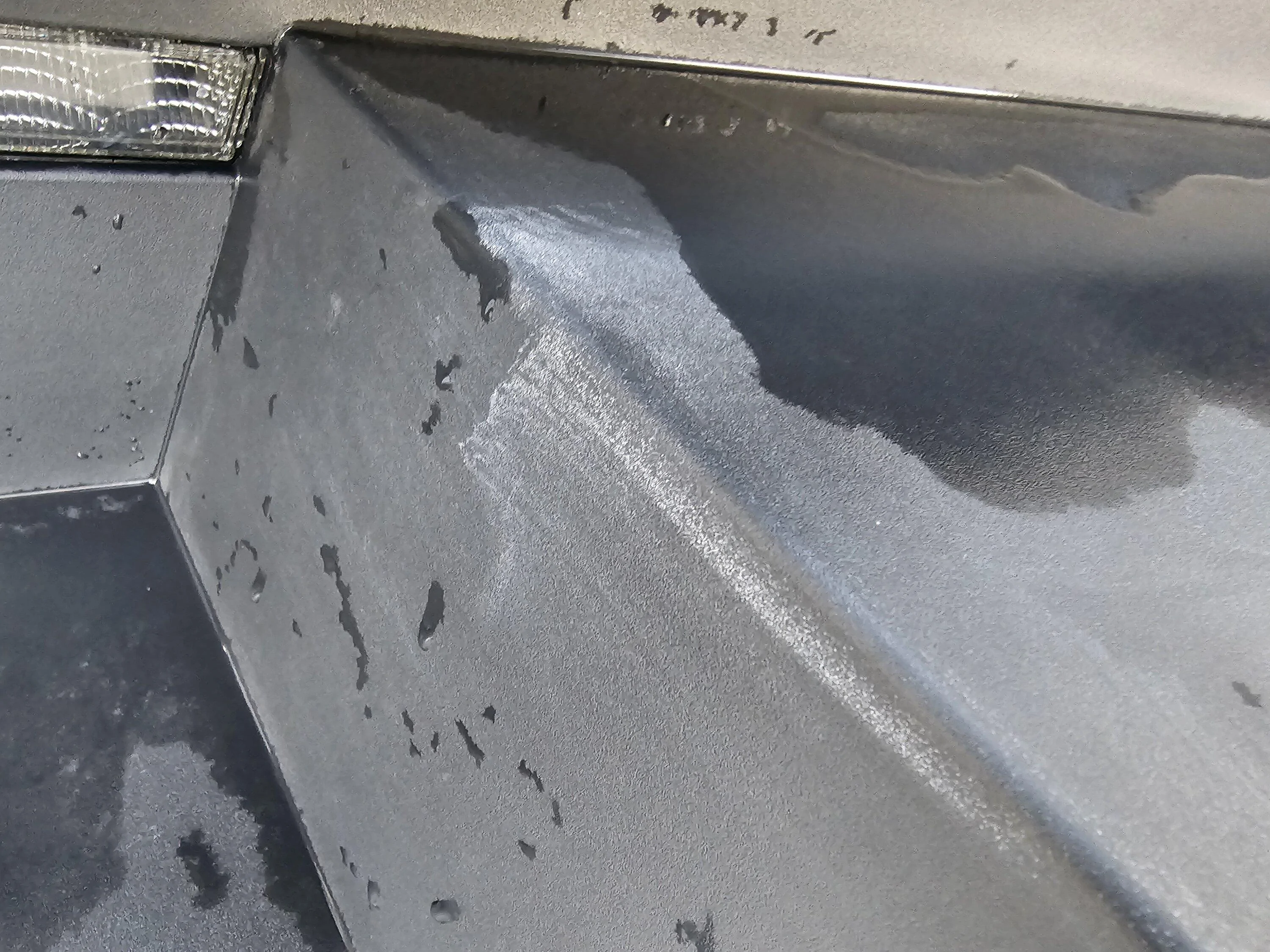 Tesla Cybertruck Bar Keepers Friend stains on bumper 20240323_183517
