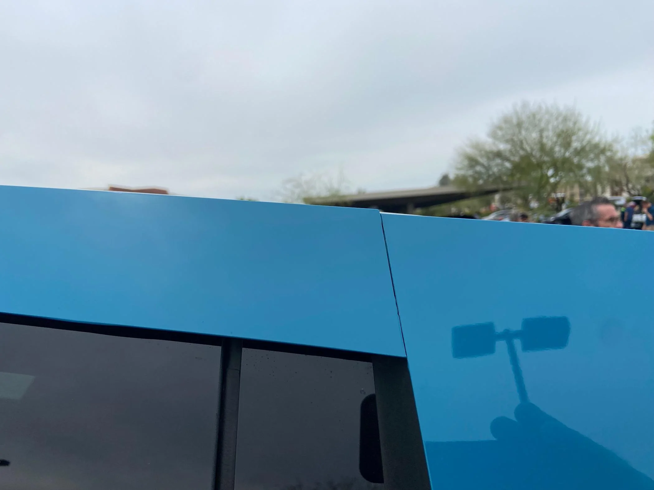 Tesla Cybertruck Roof rail is a little off, Tesla service say it's within standards and no adjusments needed. IMG_7102