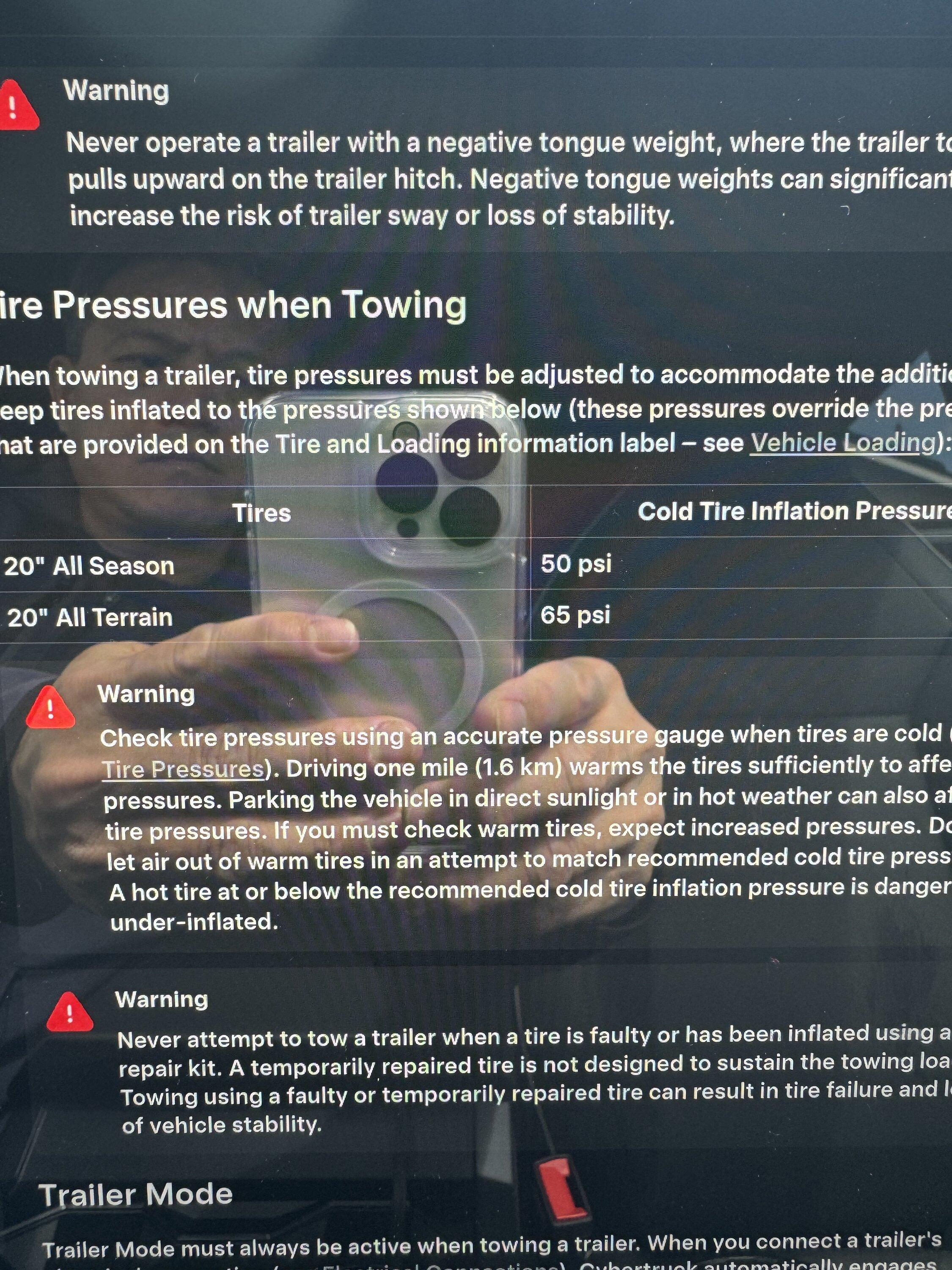 Tesla Cybertruck Cybertruck tire pressure when towing IMG_0806.JPG