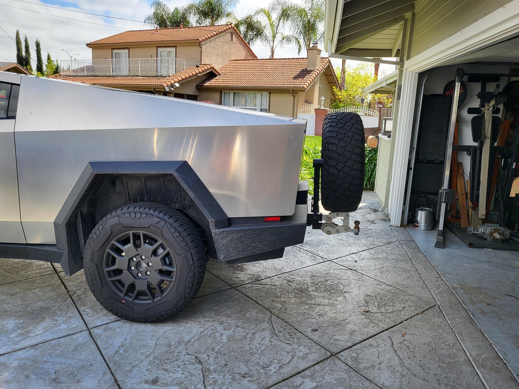 Tesla Cybertruck First Cybertruck Swing Arm Spare Tire Carrier (by Wilco Offroad)!! 20240326_132038