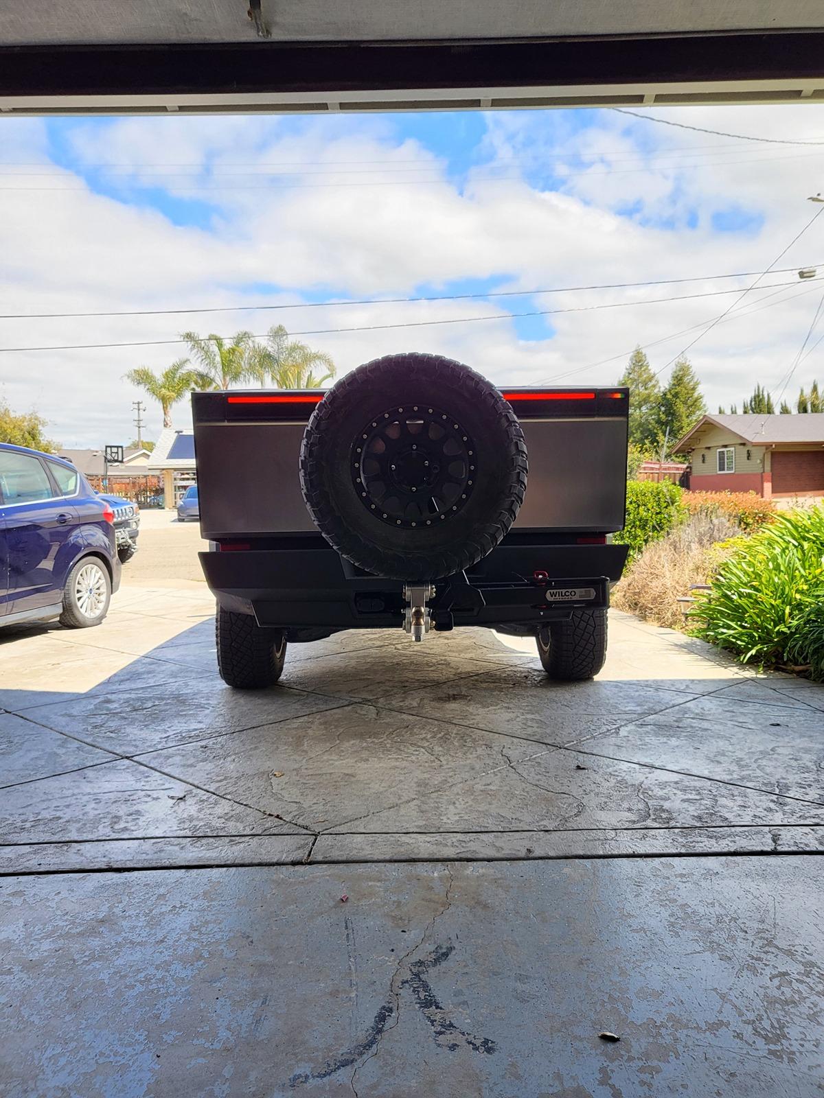 Tesla Cybertruck First Cybertruck Swing Arm Spare Tire Carrier (by Wilco Offroad)!! 20240326_132050