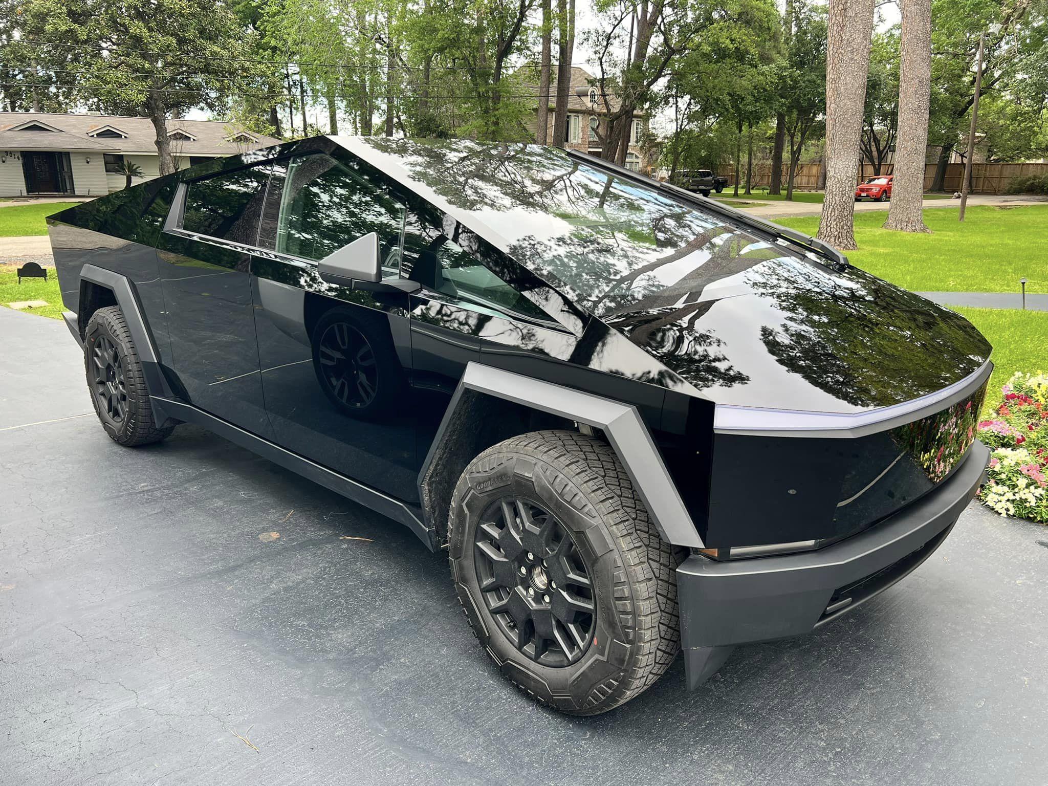Tesla Cybertruck UPPF Mirror Black Gloss Wrap on Cybertruck UPPF Mirror Black Gloss Wrap 1