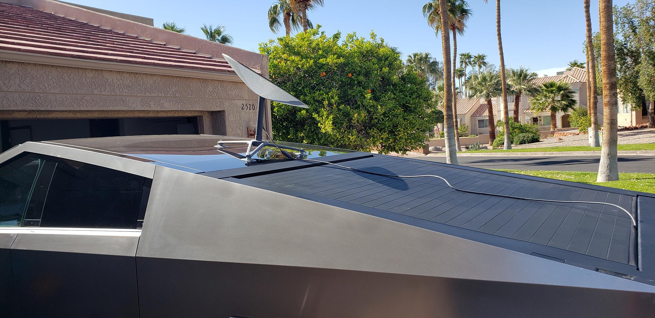 Tesla Cybertruck My Starlink Antenna Custom Mount With Suction Cups Dishy Mounted