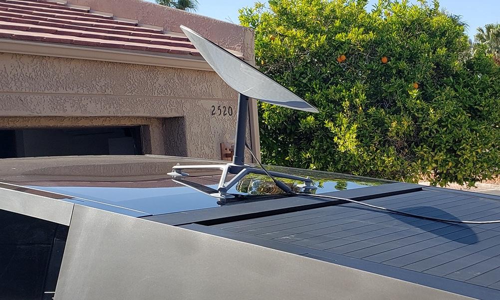 Tesla Cybertruck My Starlink Antenna Custom Mount With Suction Cups Dishy Mounted