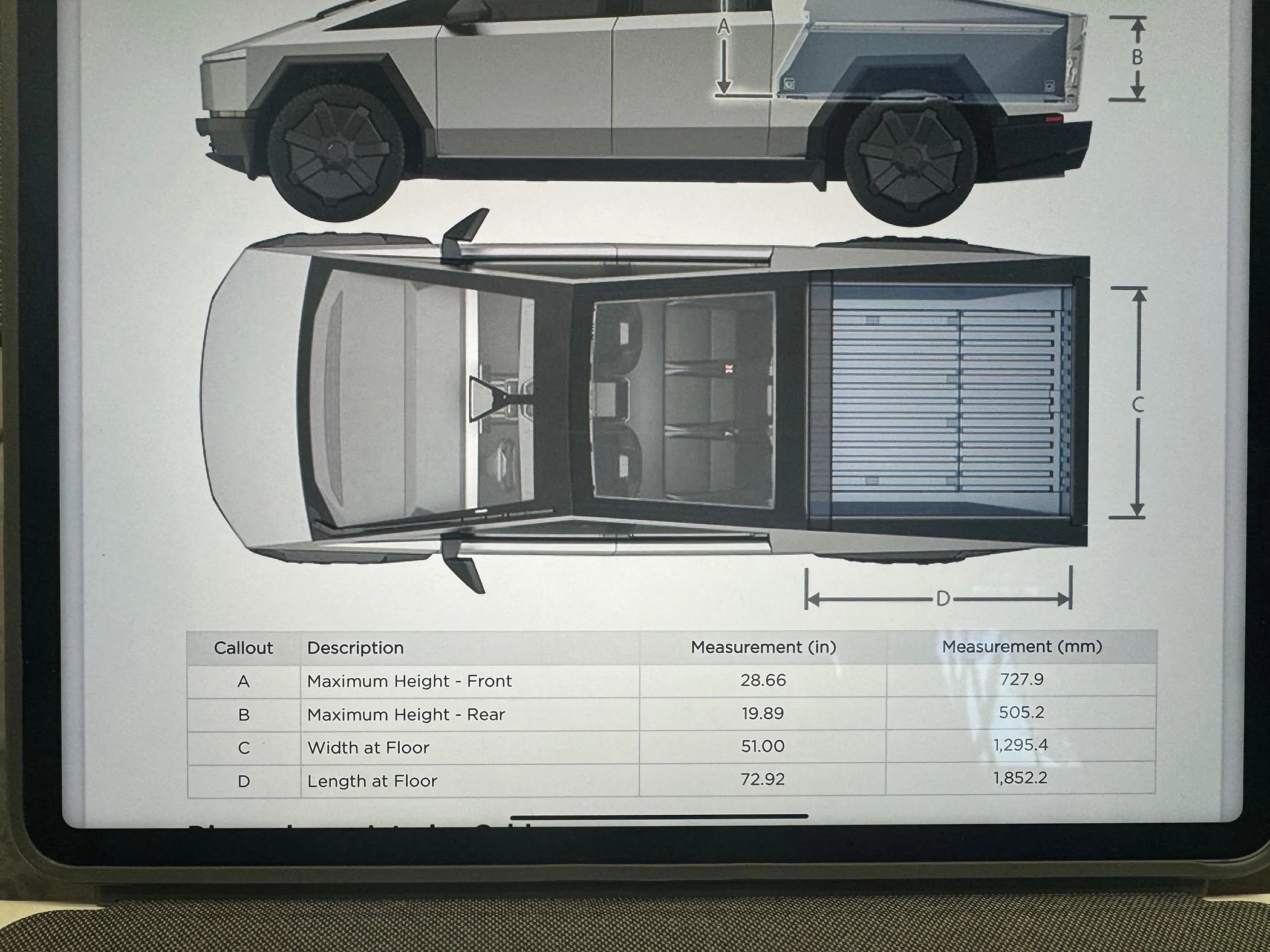 Tesla Cybertruck Very Specific dimension question for garage fit under storage IMG_0818