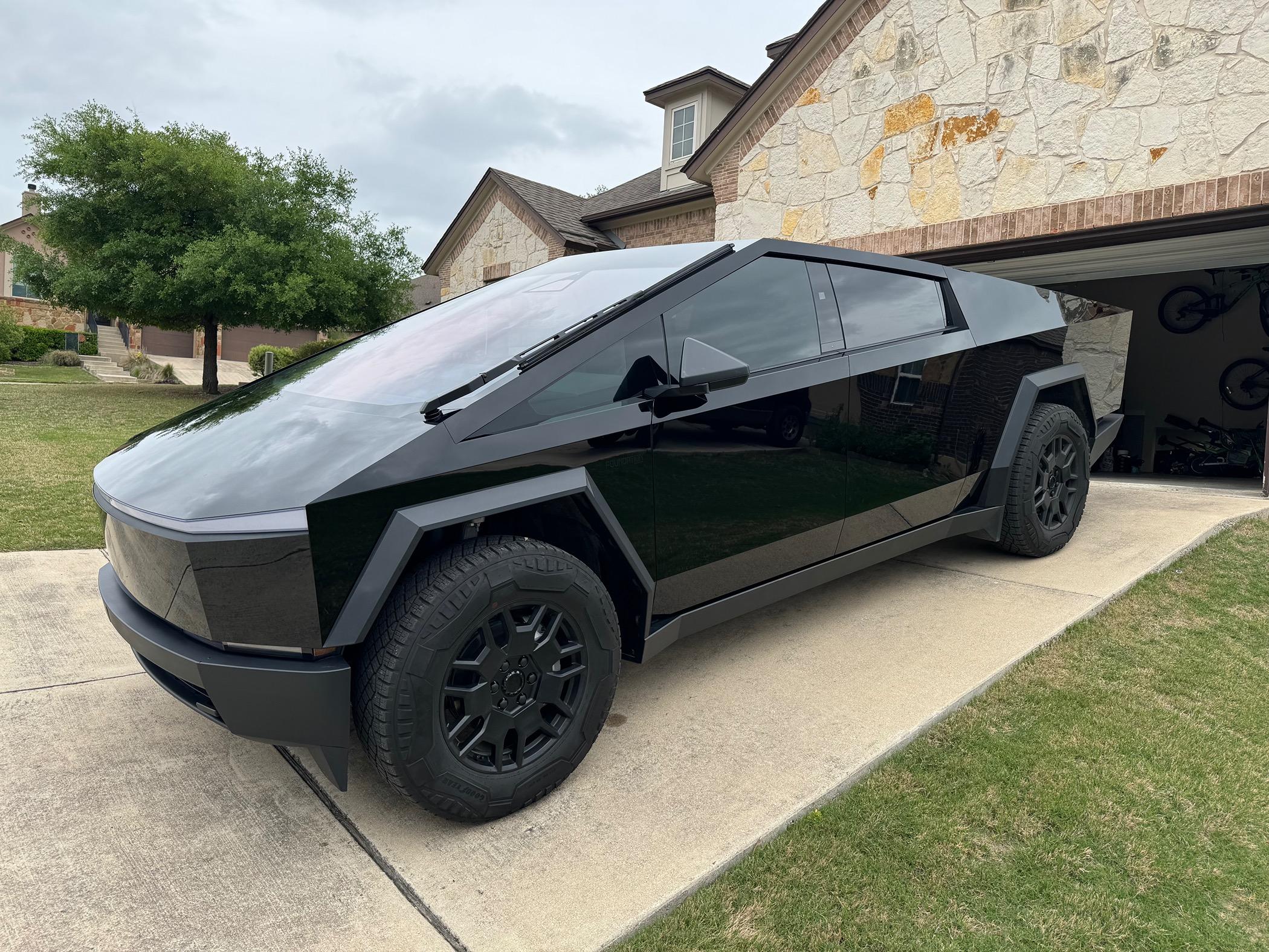 Tesla Cybertruck Gloss Black PPF Wrap Done! IMG_9228