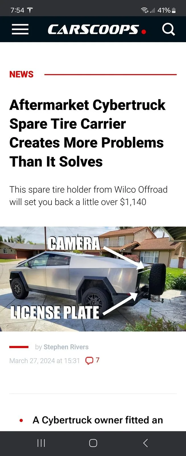 Tesla Cybertruck First Cybertruck Swing Arm Spare Tire Carrier (by Wilco Offroad)!! Screenshot_20240330_195420_Chrom