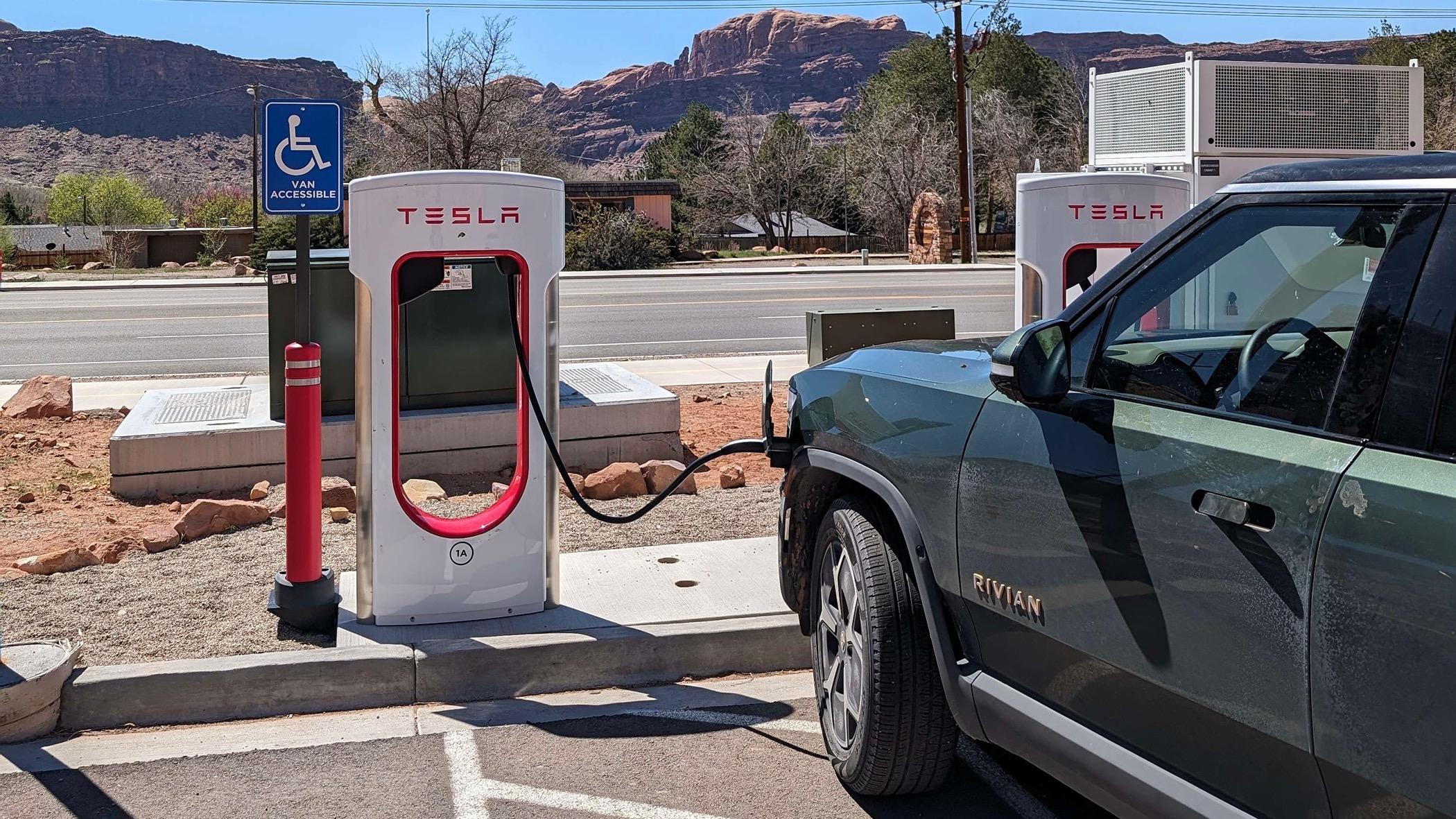 Tesla Cybertruck Interesting: NACS enabled v3 supercharger can be numbered like a v2 PXL_20240402_195655188
