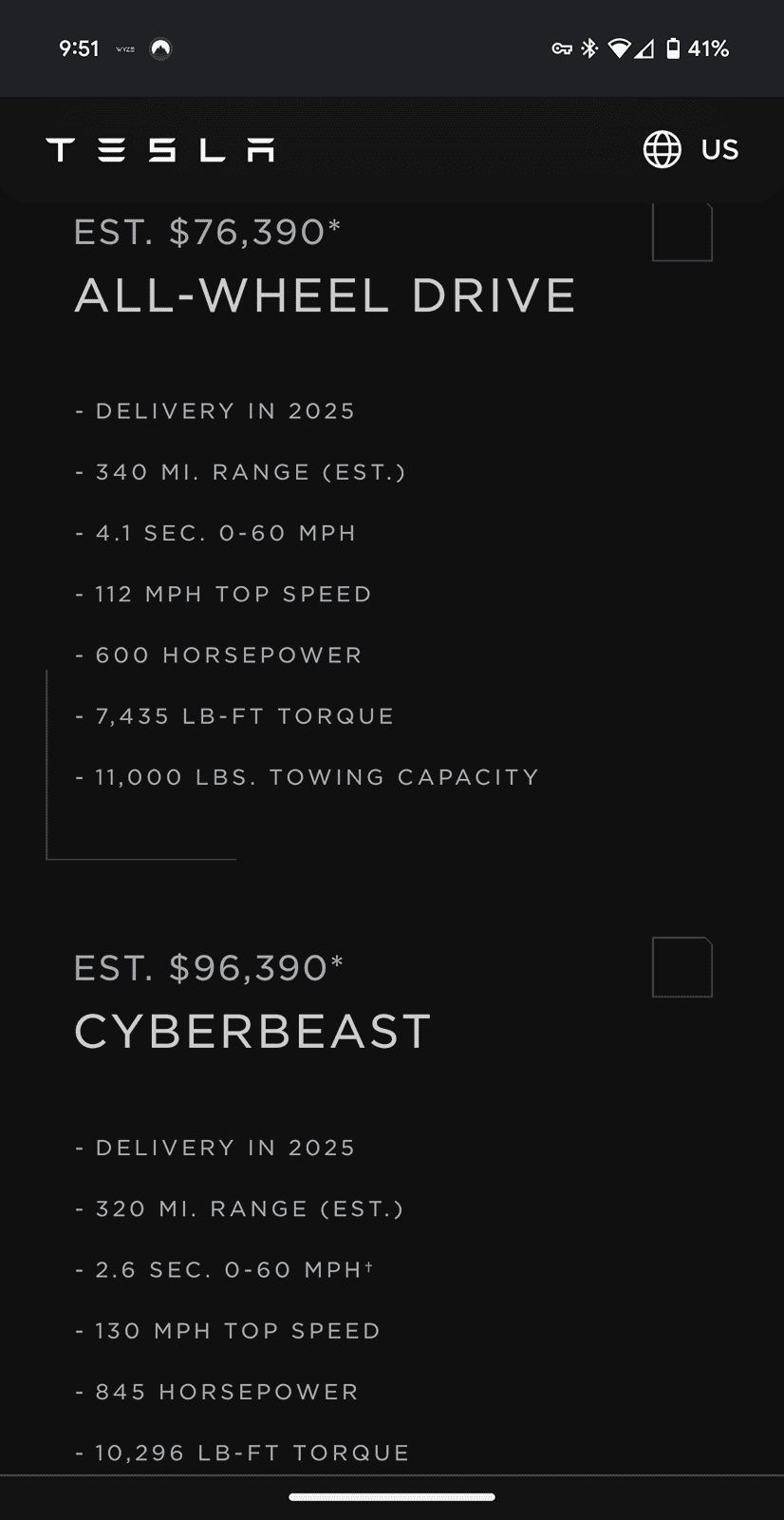 Tesla Cybertruck Tesla updated delivery timelines on CT page Screenshot_20240404-215105