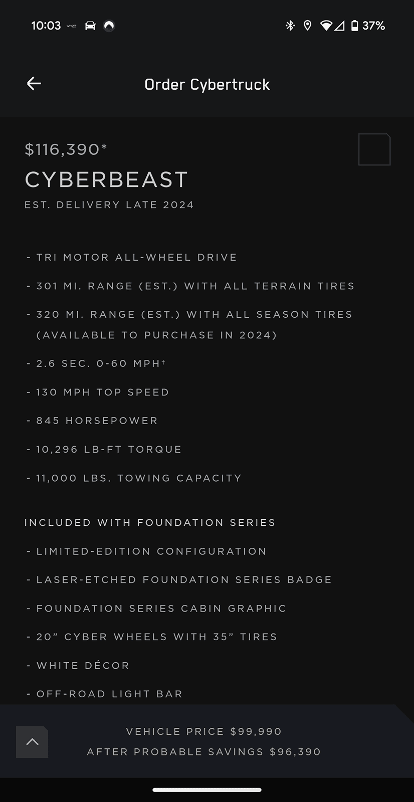 Tesla Cybertruck Tesla updated delivery timelines on CT page Screenshot_20240404-220311