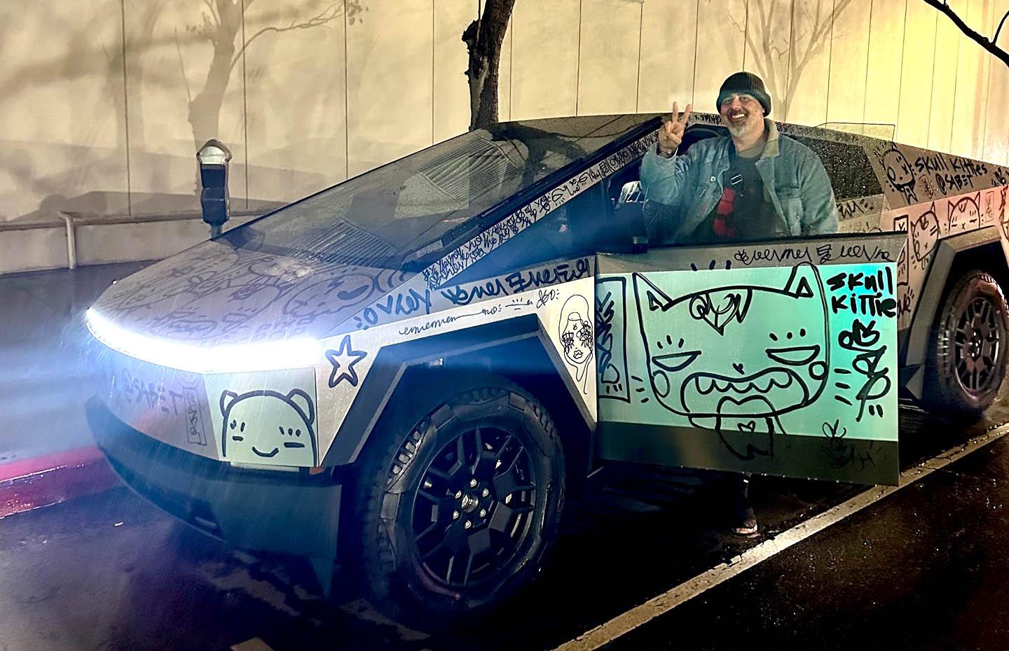 Tesla Cybertruck I took delivery of my CyberBeast and doodled all over it! img_2157-