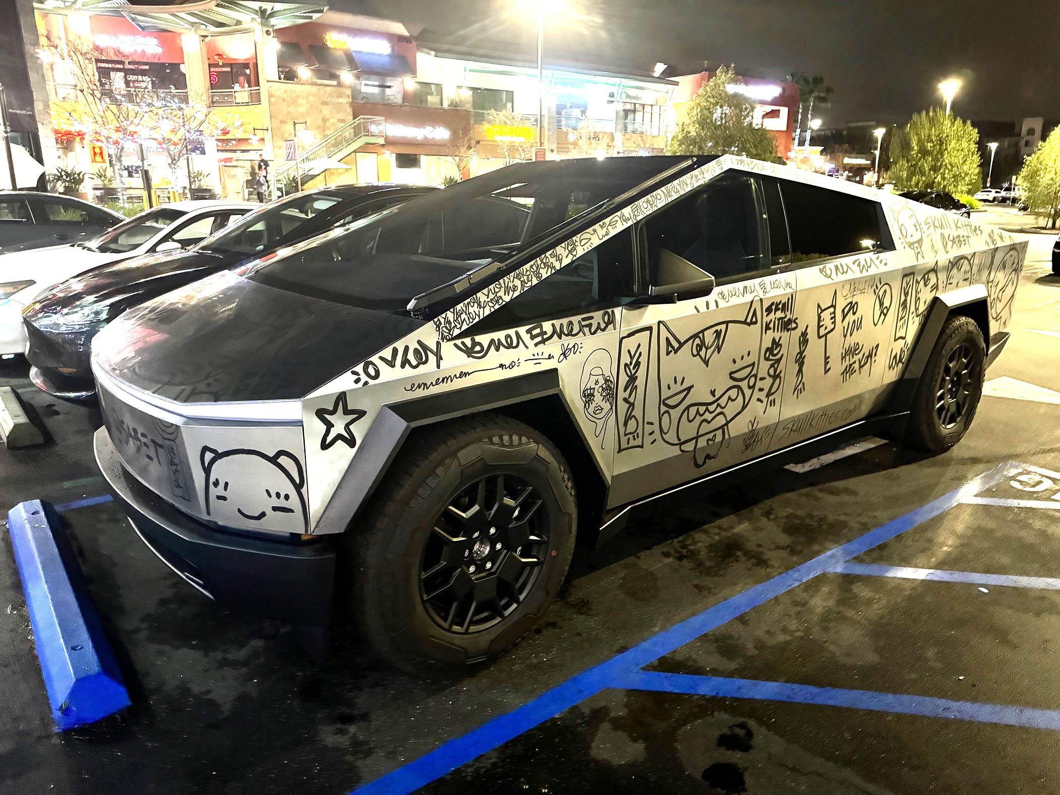 Tesla Cybertruck I took delivery of my CyberBeast and doodled all over it! img_4591-jpe