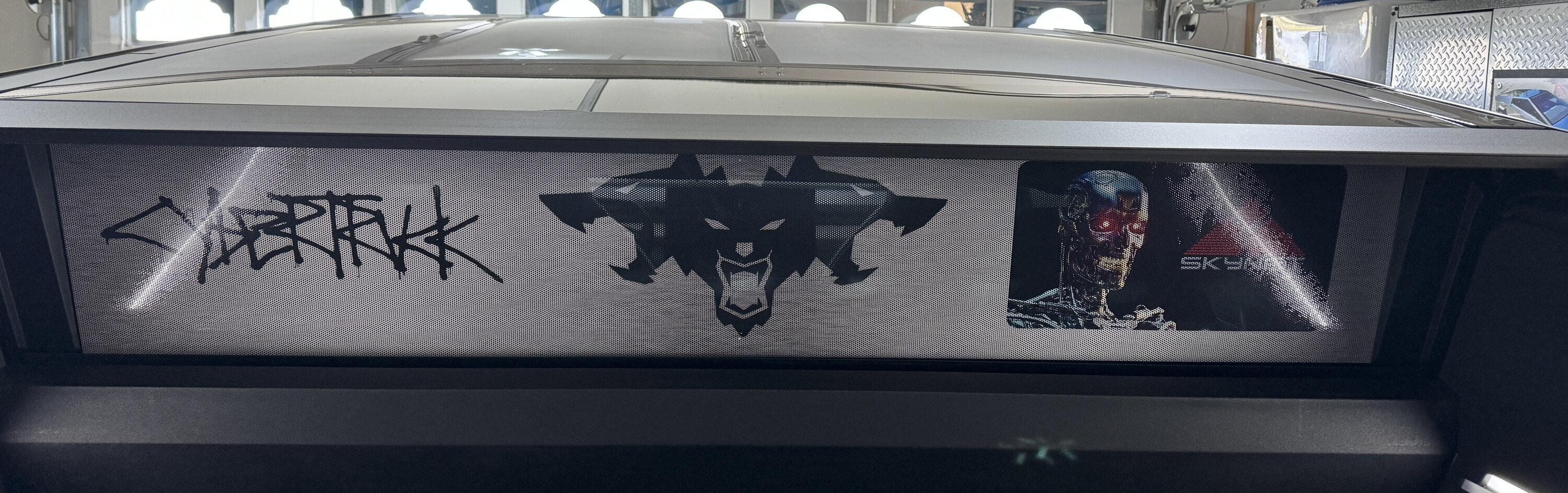 Tesla Cybertruck Modifications have Started Graphics. Back window Graphics
