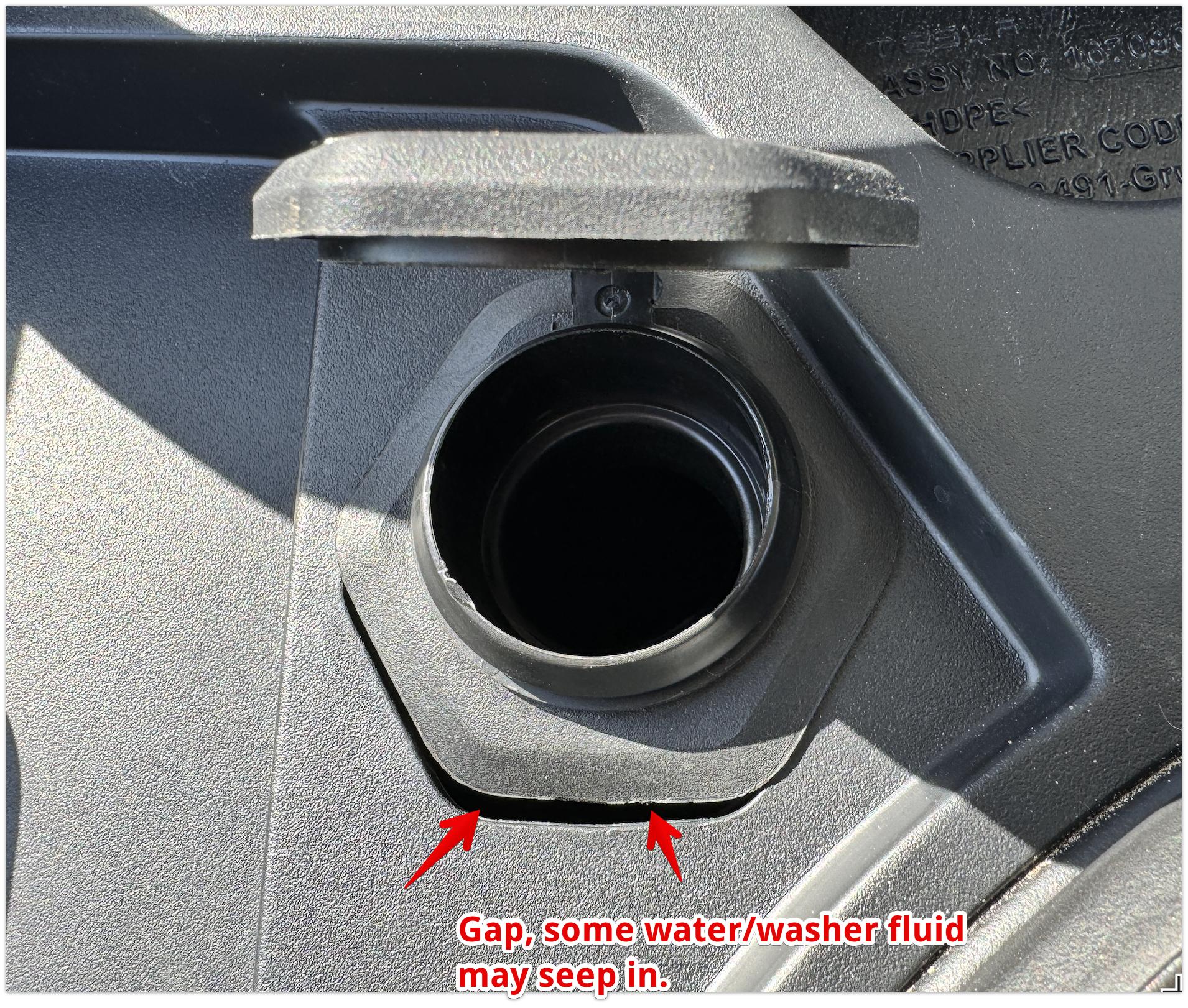 Tesla Cybertruck Stainless Steel Inlet, Calipers Painted, Blk lugs & Center Cap, Fluid washer cap gasket issue. Alignment issues wiper gasket