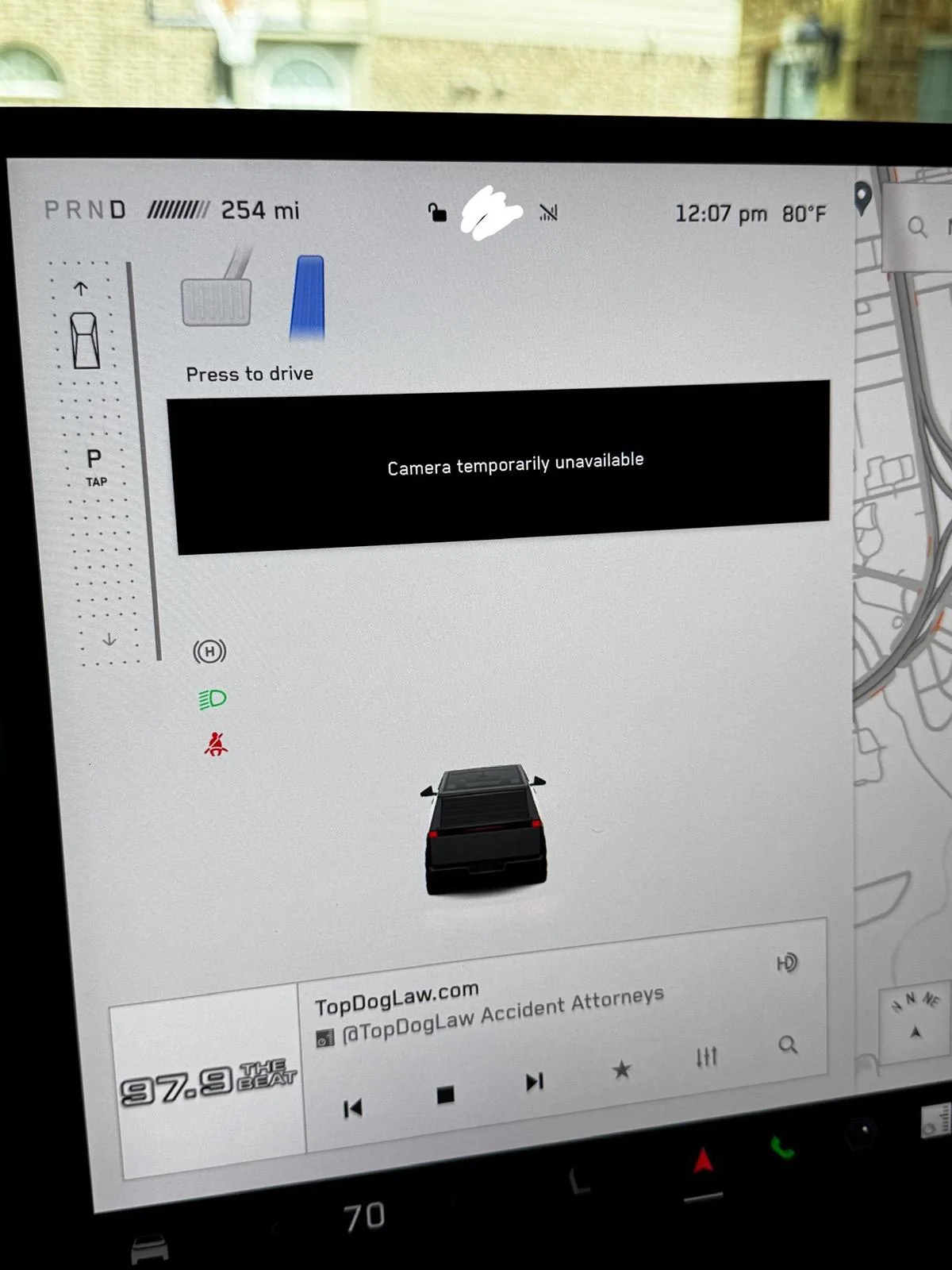 Tesla Cybertruck Camera Temporarily Unavailable error message IMG_1656
