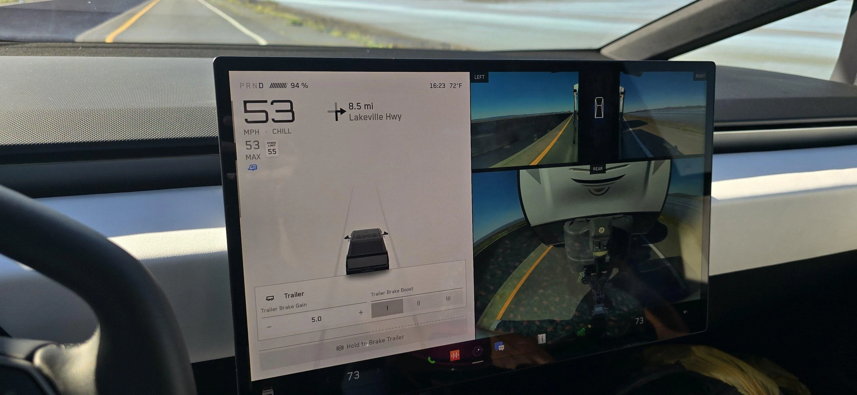 Tesla Cybertruck Camper trip to the beach - tow report with Cybertruck 20240401_162319