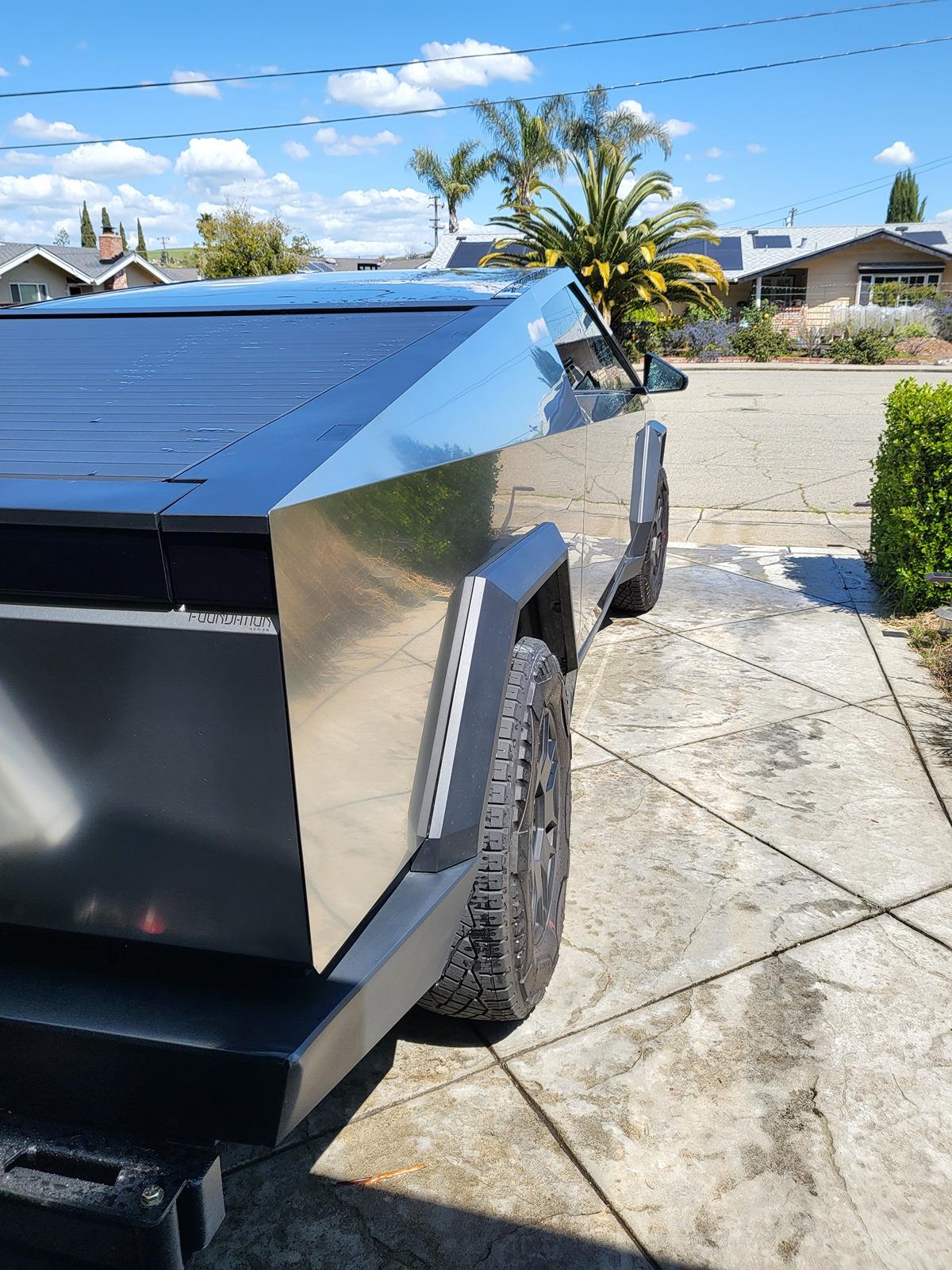 Tesla Cybertruck Bar Keepers Friend stains on bumper 20240406_133627