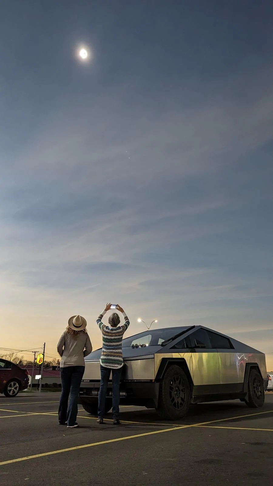 Tesla Cybertruck Anyone take the Cybertuck to see the total solar Eclipse? Any range problems or reactions? 1000003171