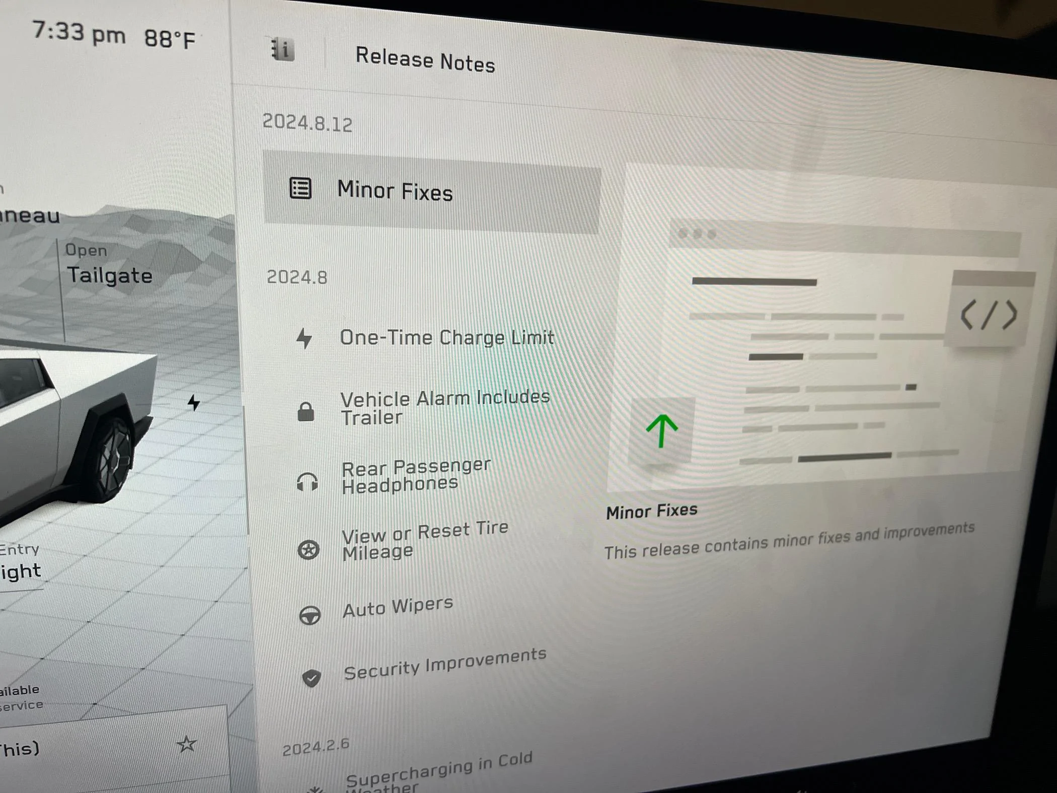Tesla Cybertruck Update 8.12 downloading 1712792220241-4z