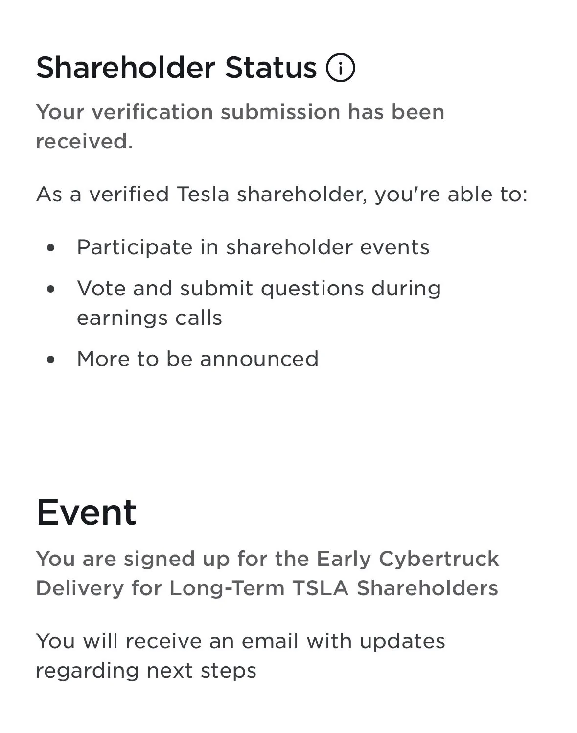 Tesla Cybertruck Early delivery of Foundation Series Cybertruck now available to long-term verified TSLA shareholder! IMG_2260
