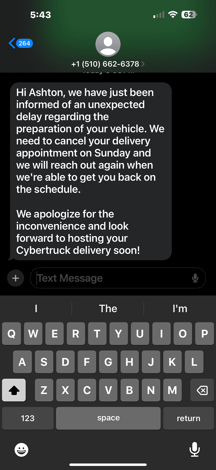 Tesla Cybertruck Delivery day cancelled in CA. Anyone have any insights? IMG_3021