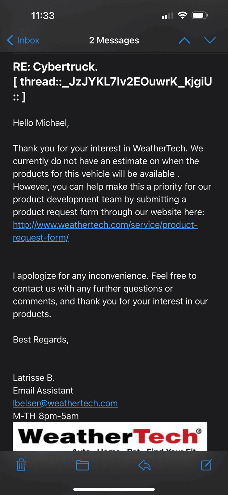 Tesla Cybertruck WeatherTech Accessories IMG_0620