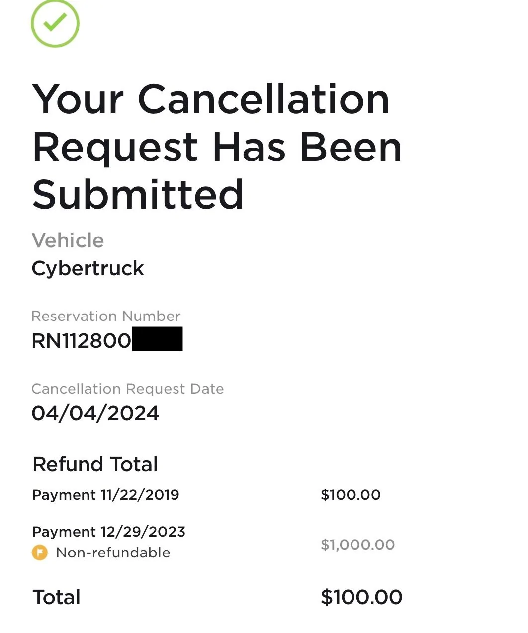 Tesla Cybertruck Cancelled Order - VIN# 5380, Fife, WA - Delivery scheduled for April 12th Untitled