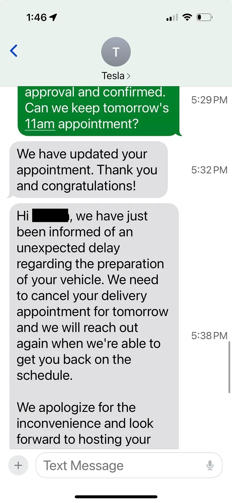 Tesla Cybertruck Cybertruck Delivery Hold Until April 23 -- Tesla Dealership Associate Image_20240418134811