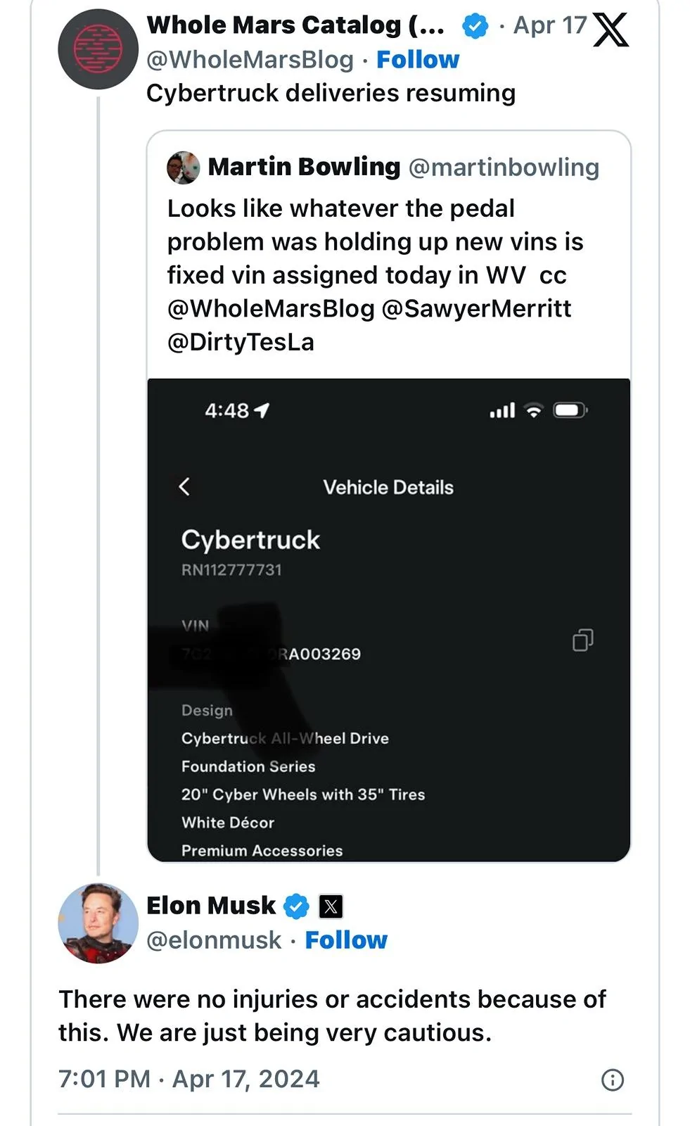 Tesla Cybertruck Cybertruck Delivery Hold Until April 23 -- Tesla Dealership Associate IMG_2295