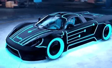 Tesla Cybertruck Tron style glow in the dark reflective pinstripe / outline wrap Cybertruck (updated with in-motion video) 1713496117799-gs