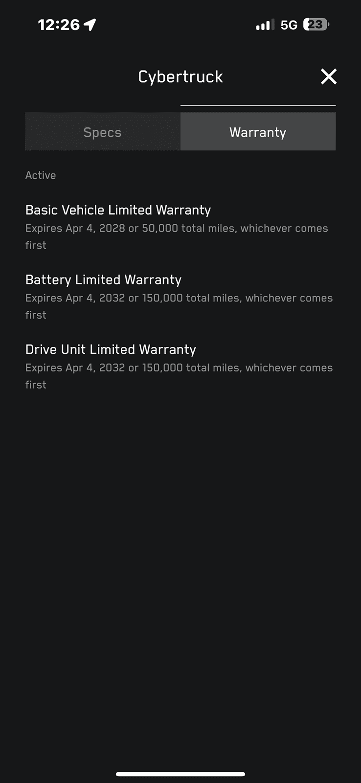Tesla Cybertruck General warranty that Tesla Provides IMG_2875