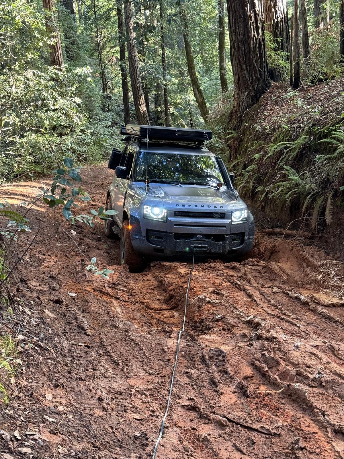 Tesla Cybertruck Cybertruck vs. the New Defender on a mud trail (one was stuck) IMG_8131