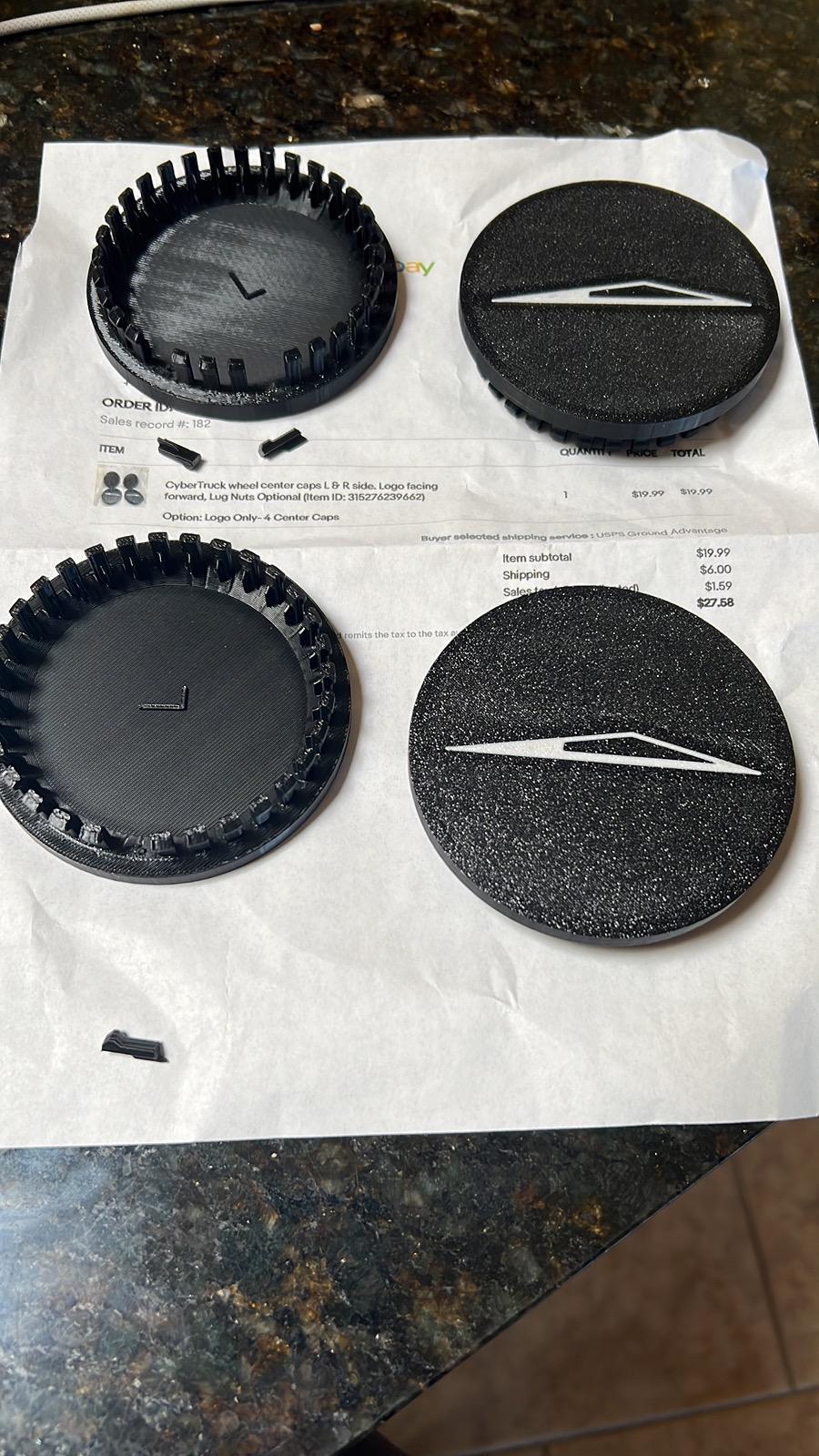 Tesla Cybertruck Wheel Center Caps installed B9309E7F-40D0-46AF-95F6-9EF867E48313