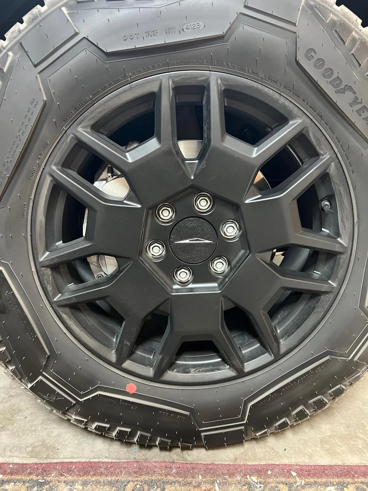 Tesla Cybertruck Wheel Center Caps installed IMG_5217