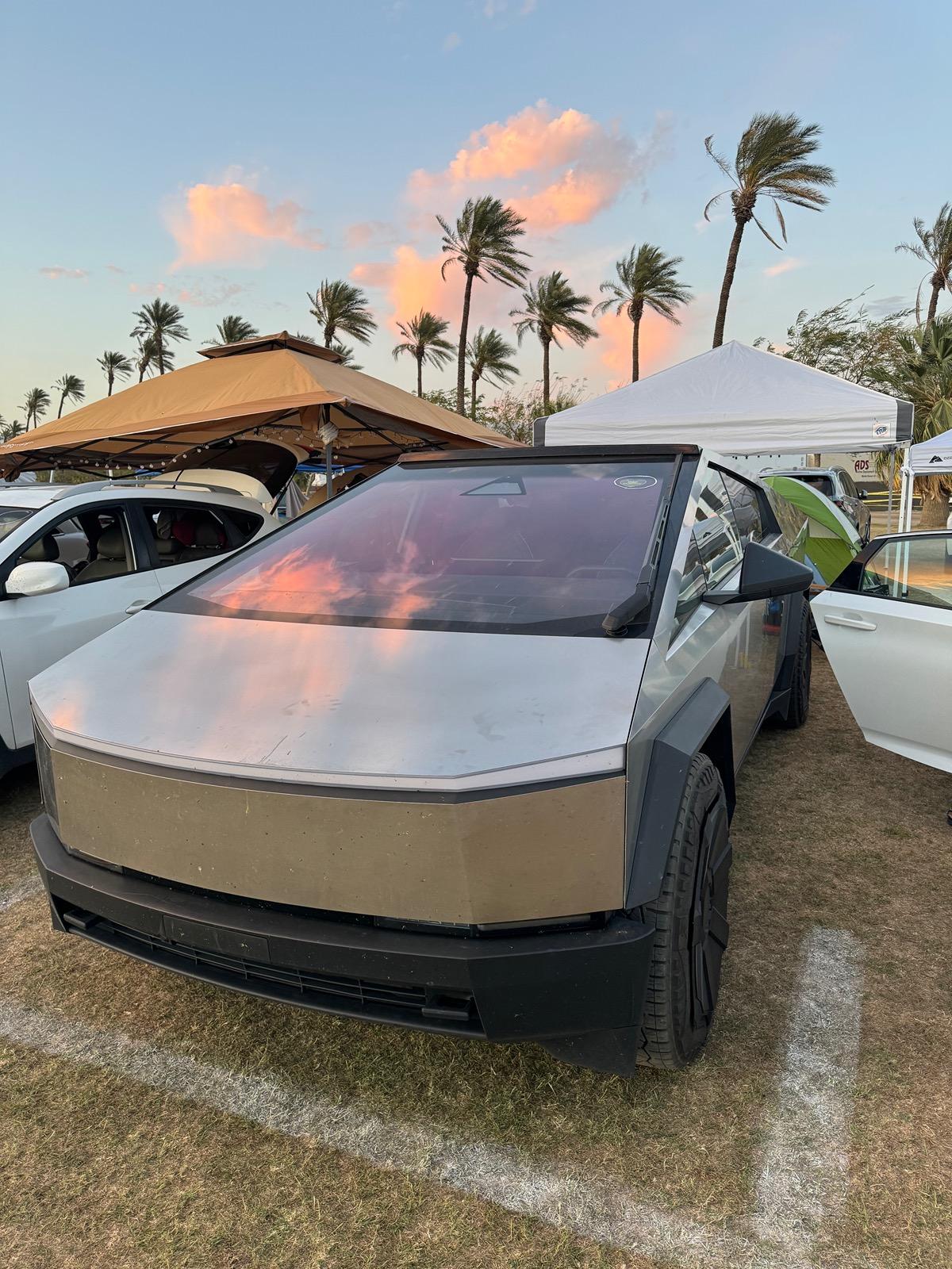 Tesla Cybertruck Integrated Light Bar on employee Cybertruck at Coachella! IMG_3755