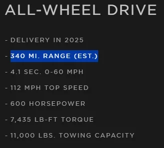 Tesla Cybertruck Tesla website provides two range estimates for the AWD Cybertruck CT 2