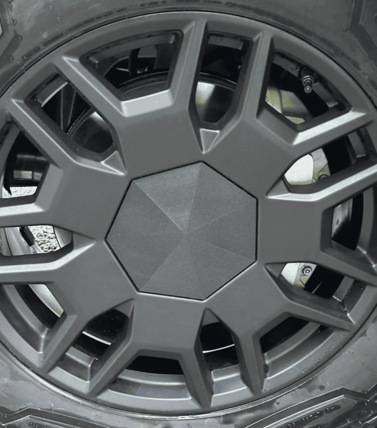 Tesla Cybertruck Another 3D printed wheel hub cap cover thing Screenshot 2024-04-23 at 9.55.42 AM