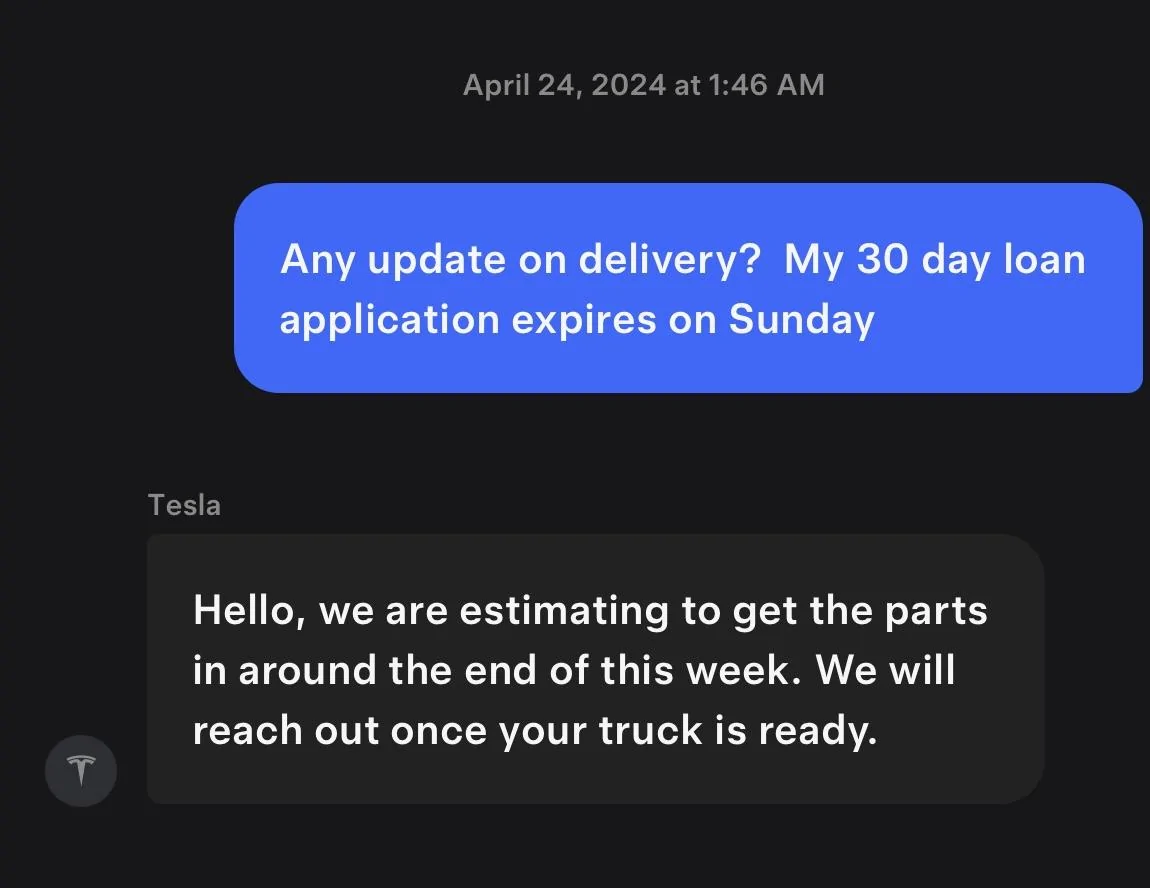Tesla Cybertruck WA waiting game Screenshot 2024-04-24 at 10.03.18 AM