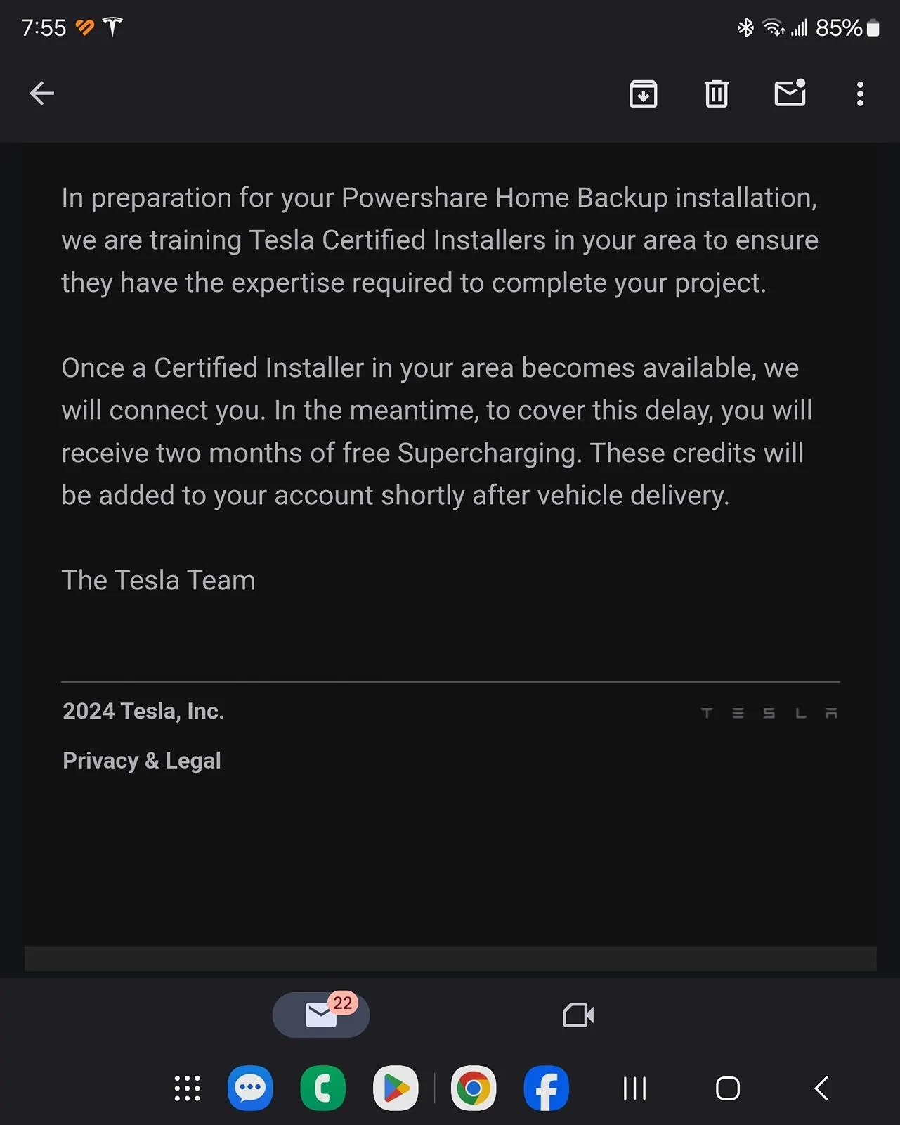 Tesla Cybertruck Received Free Super Charging for 2 Months pending Power Share Installation! Screenshot_20240425_075527_Gmail