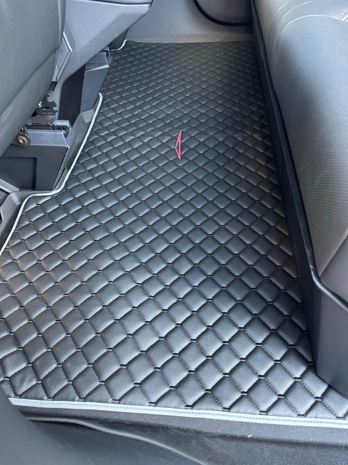 Tesla Cybertruck Custom Leather Floor Mats for Cybertruck installed IMG_6404