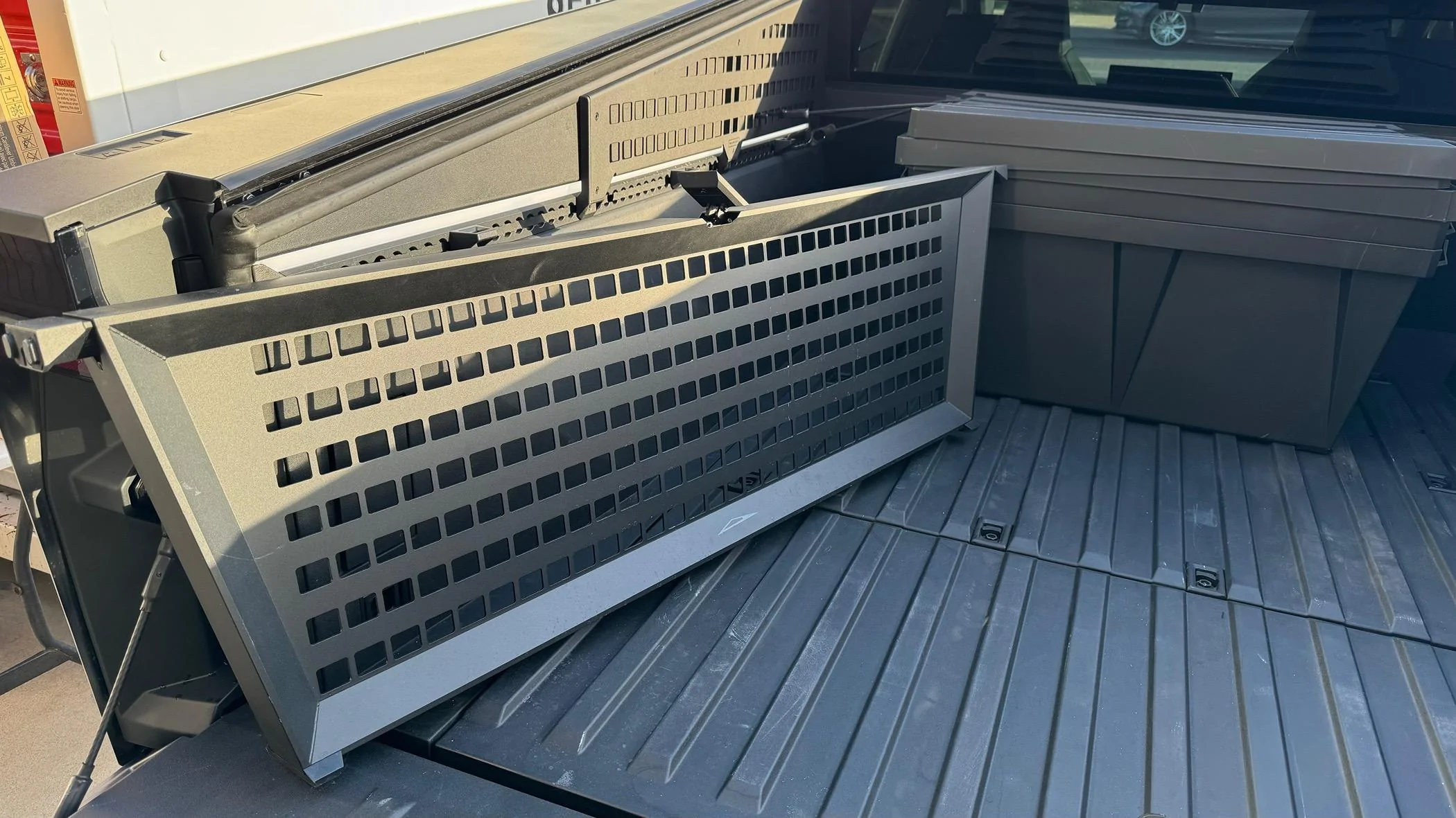 Tesla Cybertruck Fixed Vault Cargo Divider replacements being sent by Tesla IMG_2361
