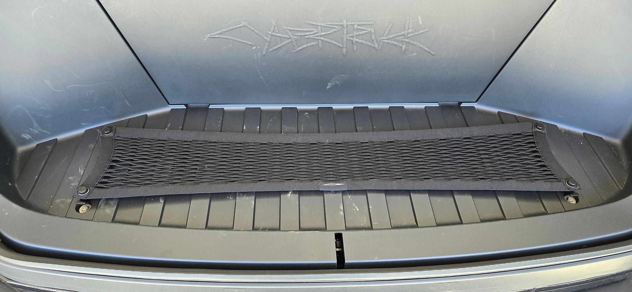 Tesla Cybertruck New: Official Tesla Cybertruck Front Trunk L-Track + Cargo Net  -- $85 20240428_114544