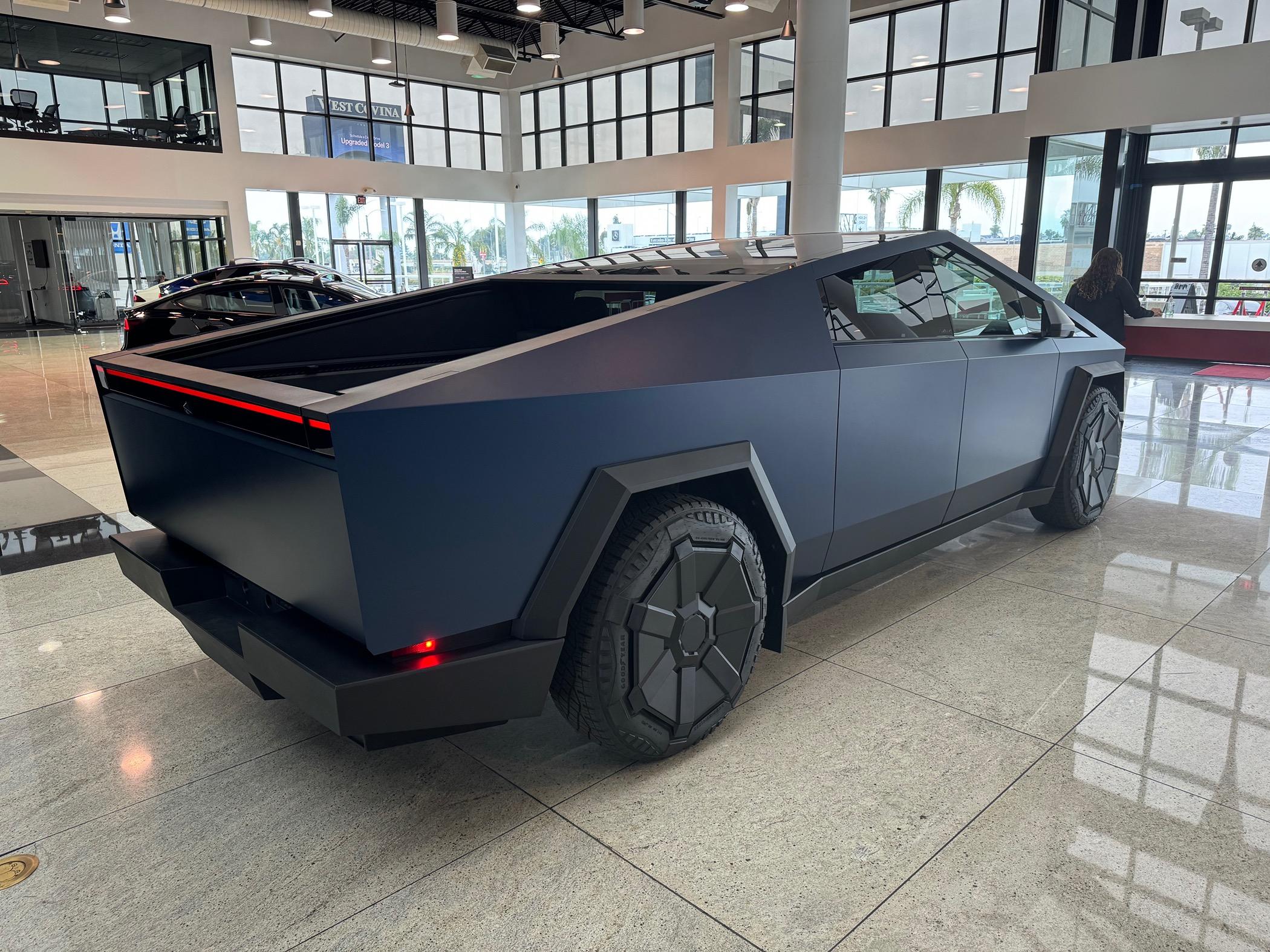 Tesla Cybertruck Official Tesla Satin Abyss Blue PPF color paint film wrap - first look IMG_4025