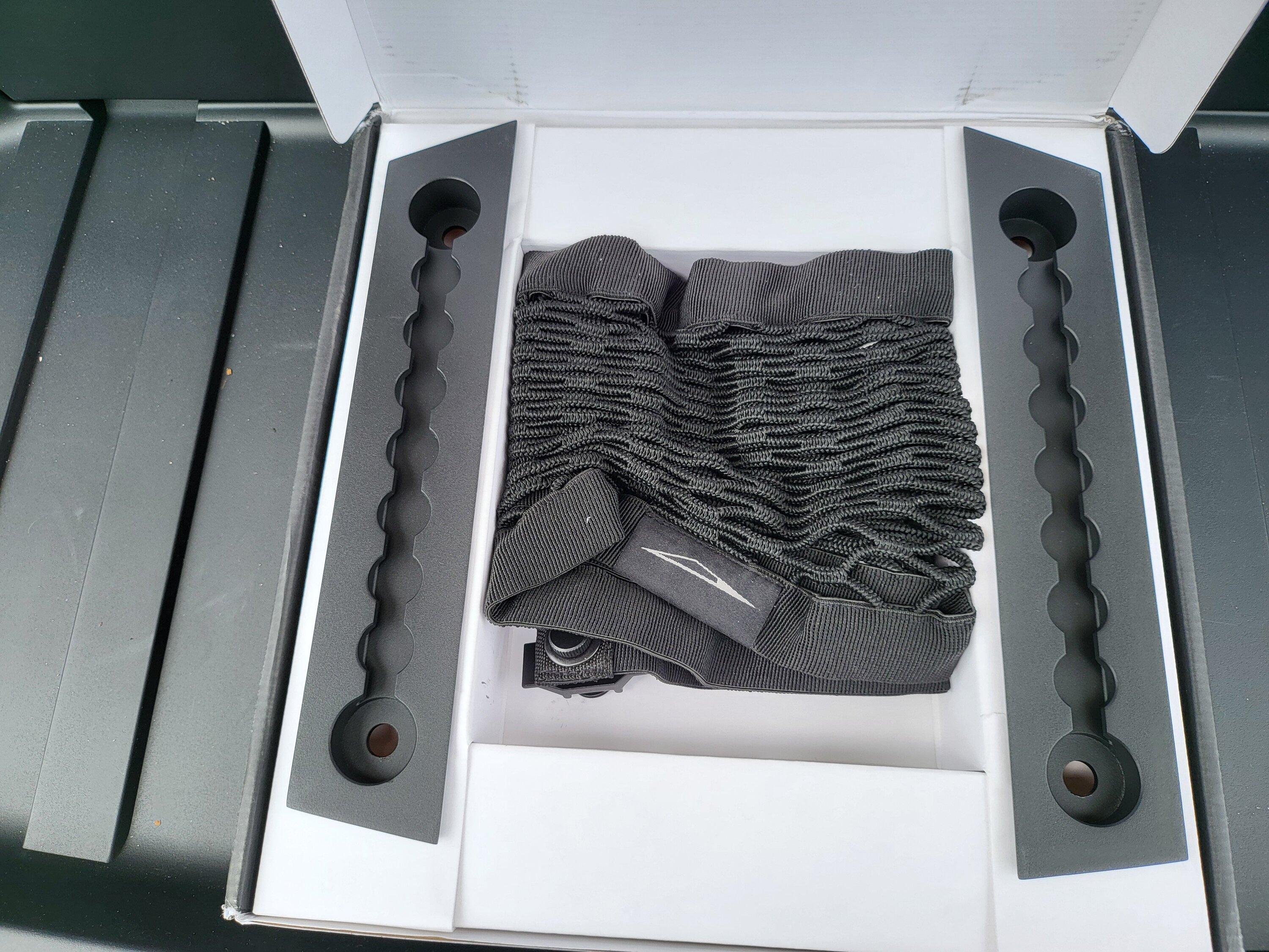 Tesla Cybertruck Frunk "Front Trunk L-Track + Cargo Net" Accessory Received! 20240503_143256