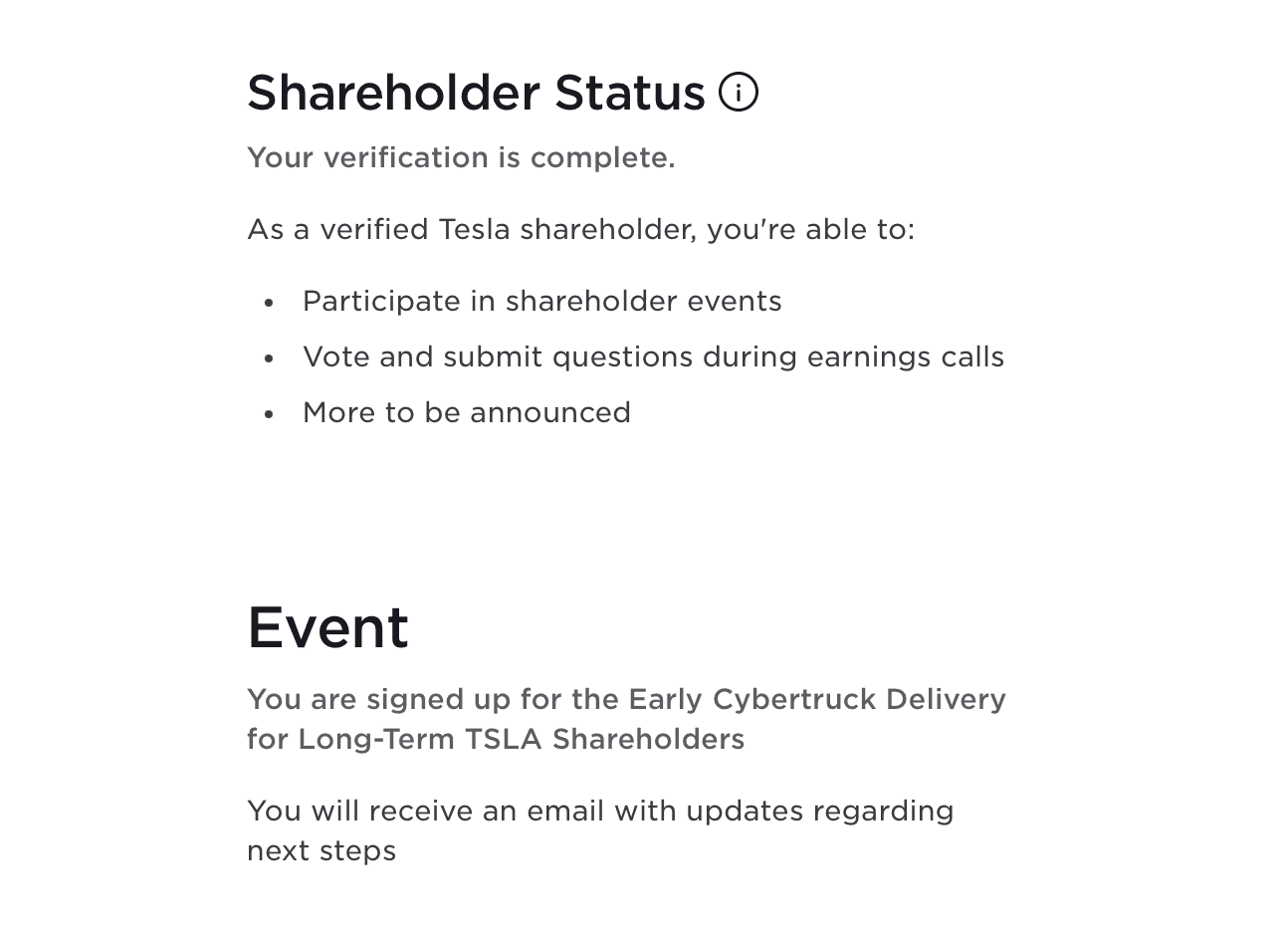Tesla Cybertruck Early delivery of Foundation Series Cybertruck now available to long-term verified TSLA shareholder! 1714777591366-hx