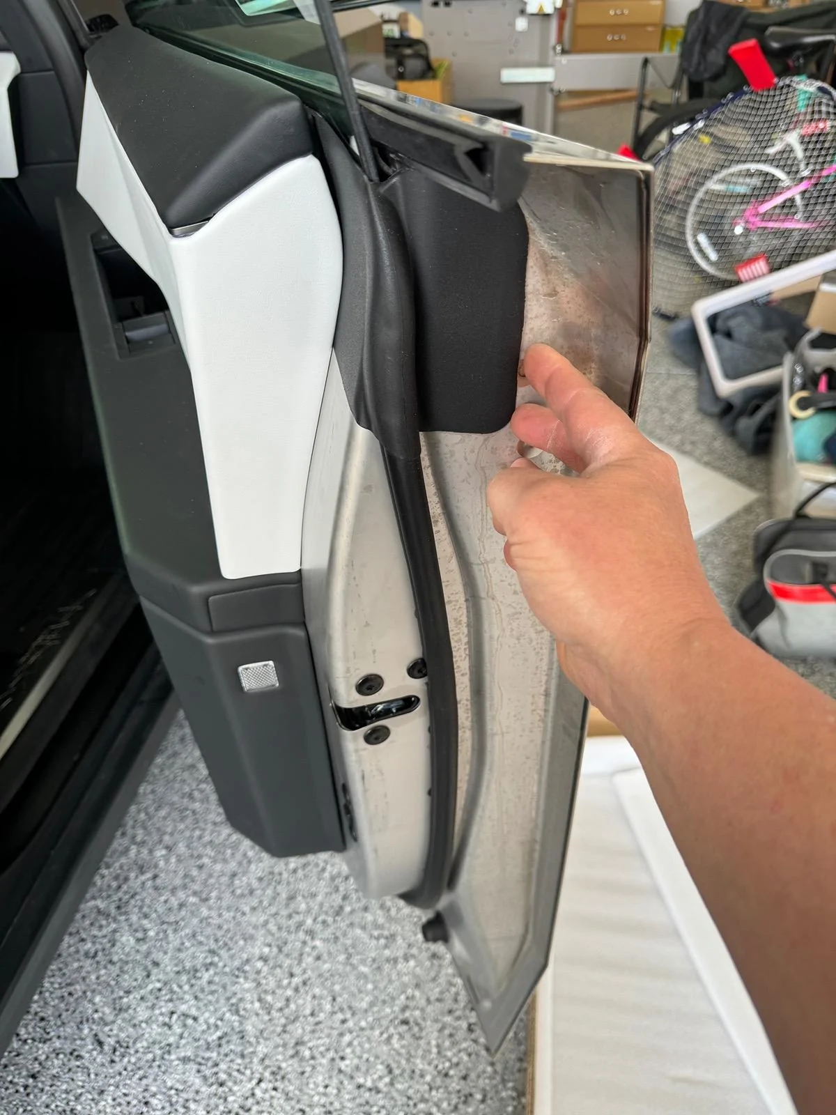 Tesla Cybertruck Inner door handle add-on accessory to avoid fingerprints IMG_8522