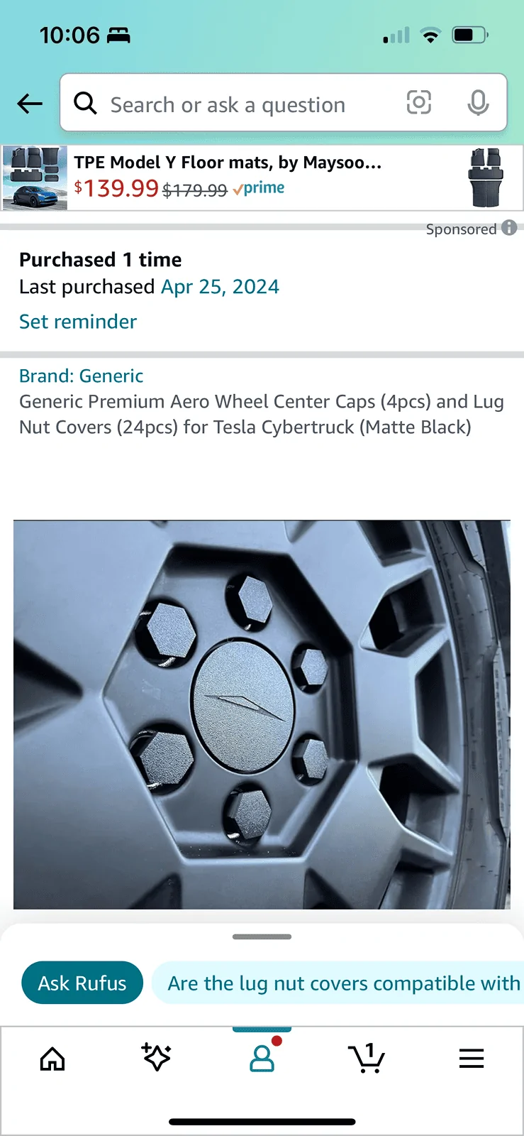 Tesla Cybertruck Center caps from Amazon fit well IMG_2001