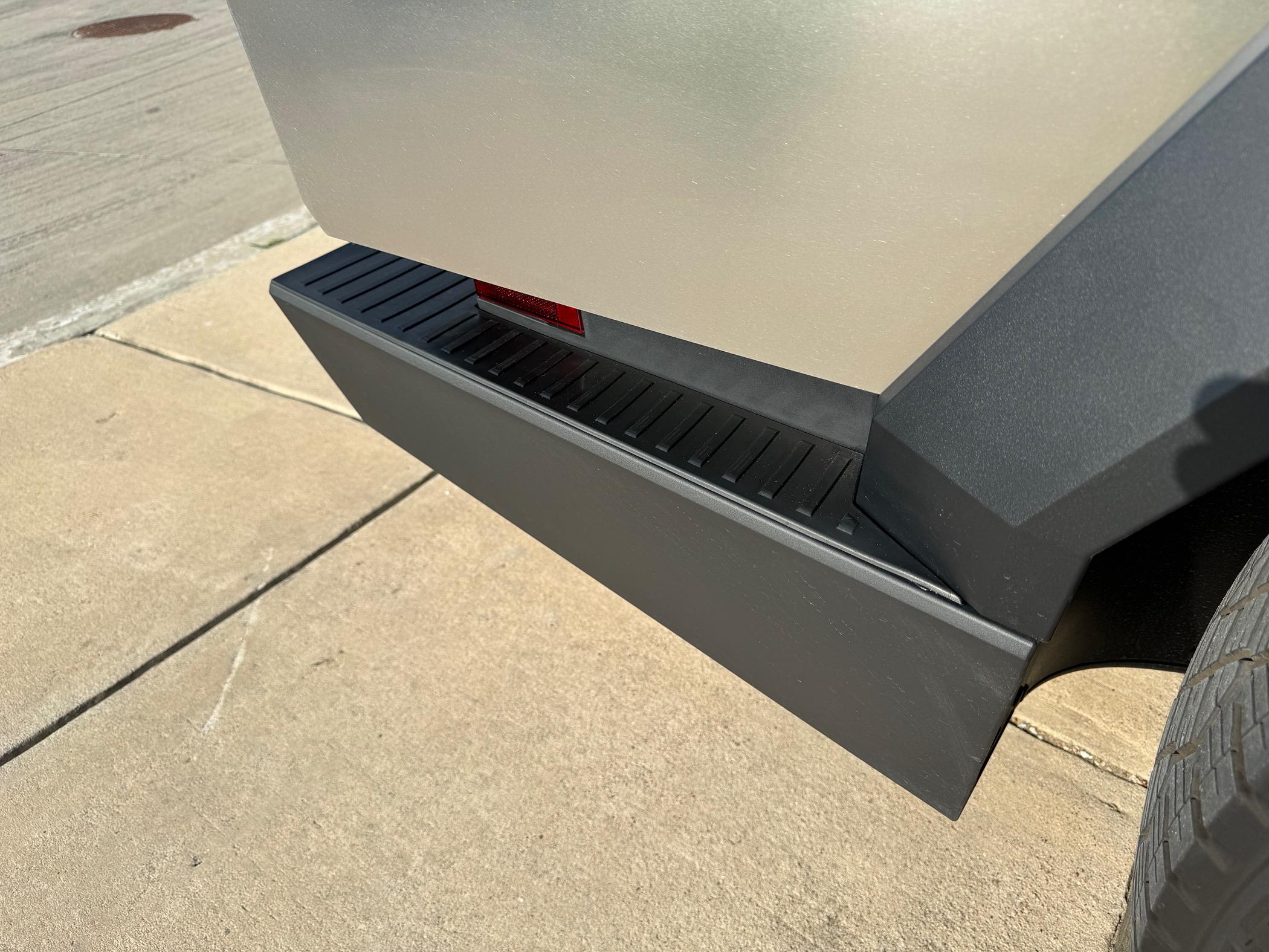 Tesla Cybertruck Rear Bumper Protectors (from Official Tesla Shop) installed photos IMG_6120