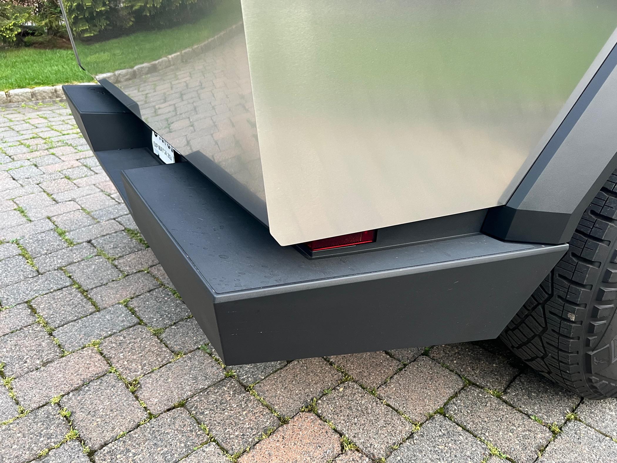 Tesla Cybertruck Rear Bumper Protectors (from Official Tesla Shop) installed photos IMG_0928