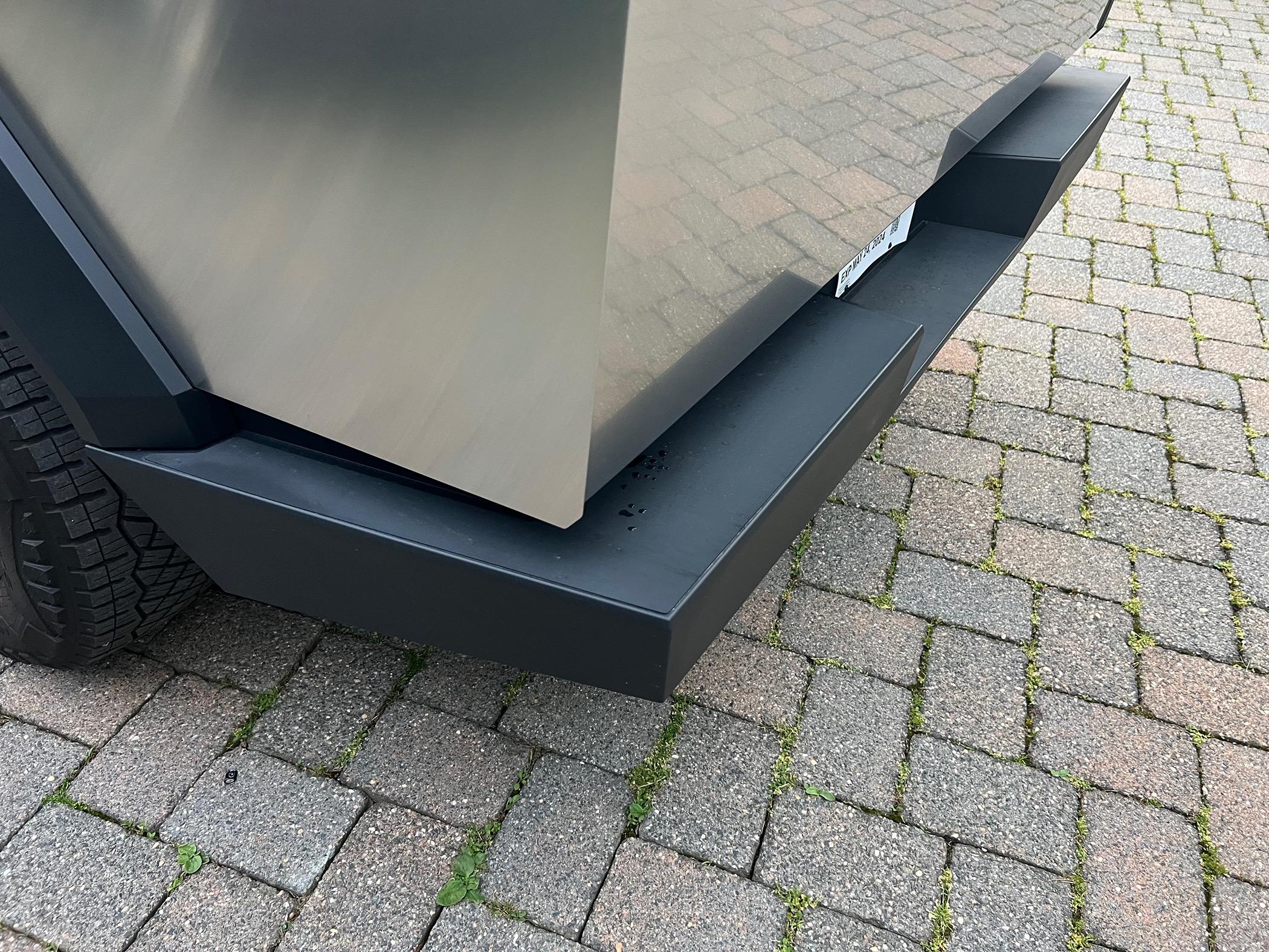 Tesla Cybertruck Rear Bumper Protectors (from Official Tesla Shop) installed photos IMG_0925